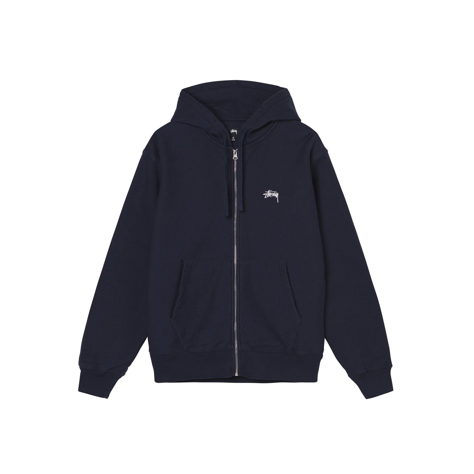 Mens Stock Logo Zip Hood Navy Stussy оригінал – Купити в Україні – боковий вид