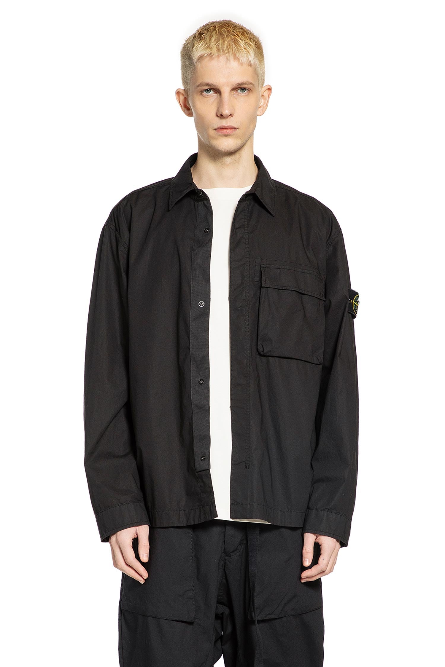 1200032 Stretch Cotton Tela Overshirt Stone island – Гарантія оригінальності – боковий вид
