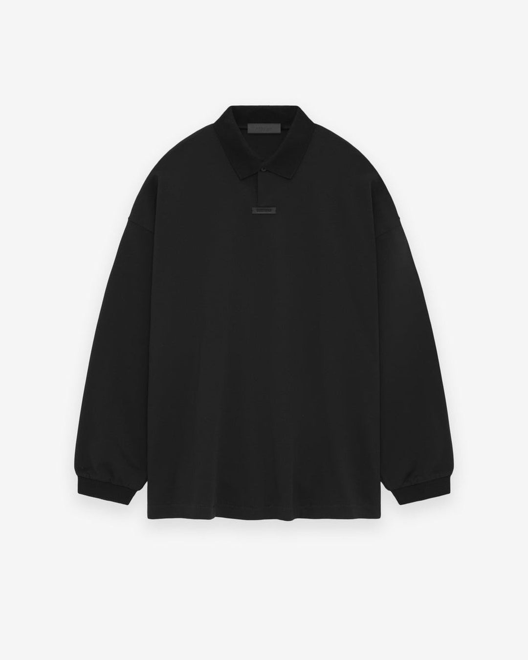 Essentials Black Logo Patch Long Sleeve Polo Fear of god оригінал – Купити в Україні – боковий вид - FEAR OF GOD