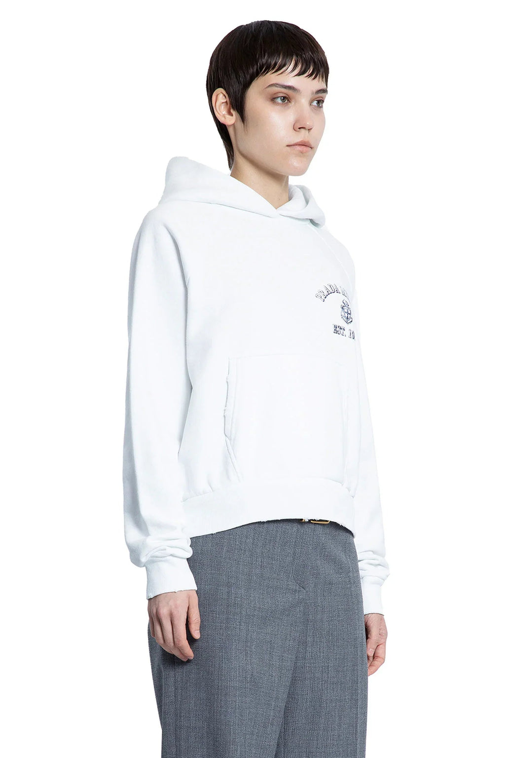 College Logo Boxy Hoodie Prada – Гарантія оригінальності – детальний вид