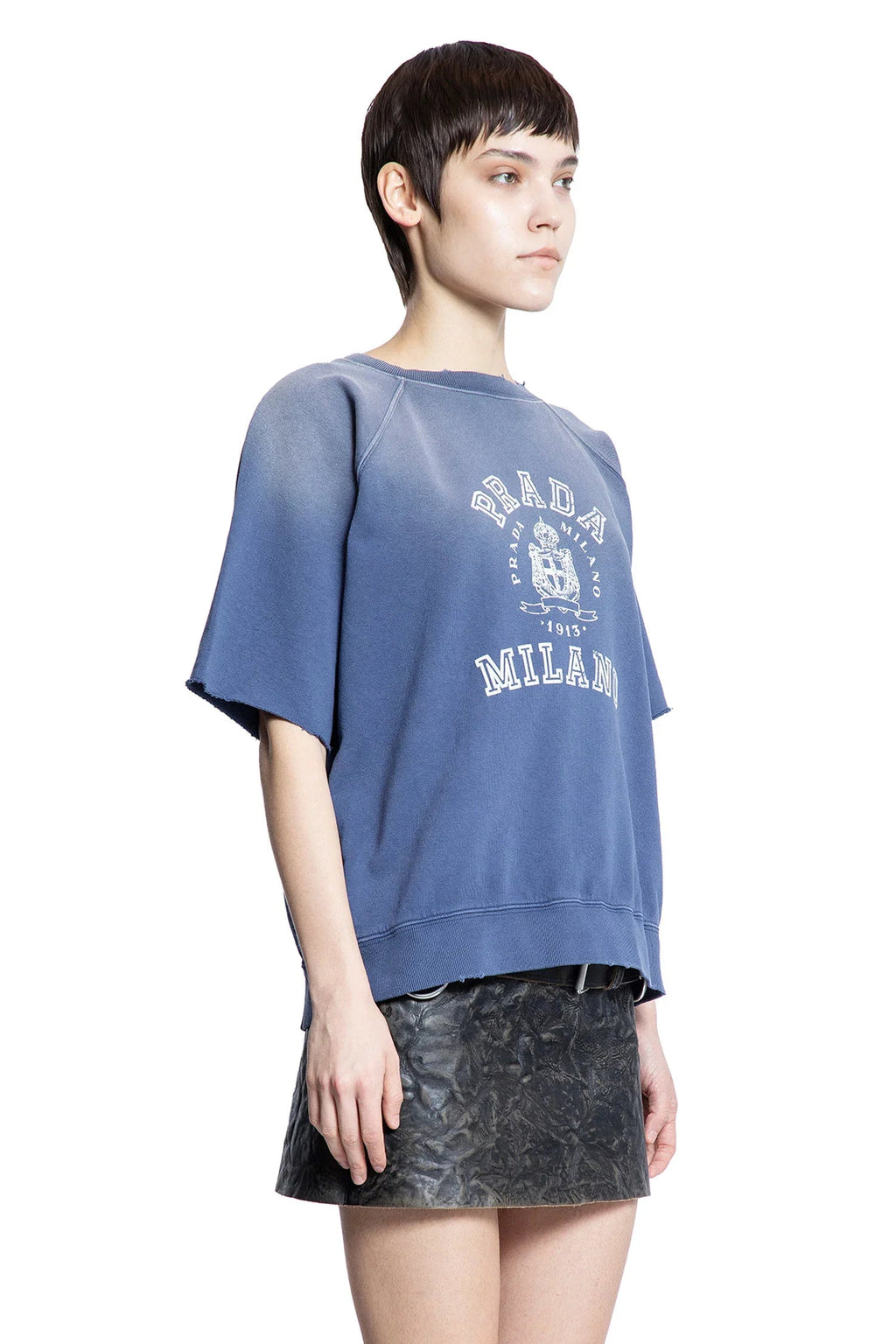 College Logo Short Sleeve Sweatshirt Prada оригінал – Купити в Україні – детальний вид