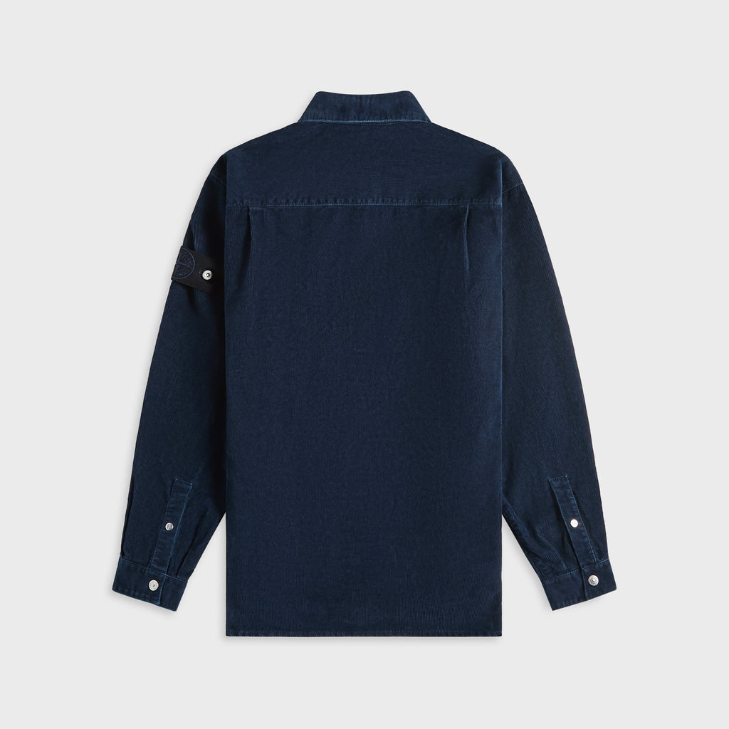 Logo Appliqued Cotton Corduroy Overshirt Indigo Stone island – Гарантія оригінальності – вид ззаду