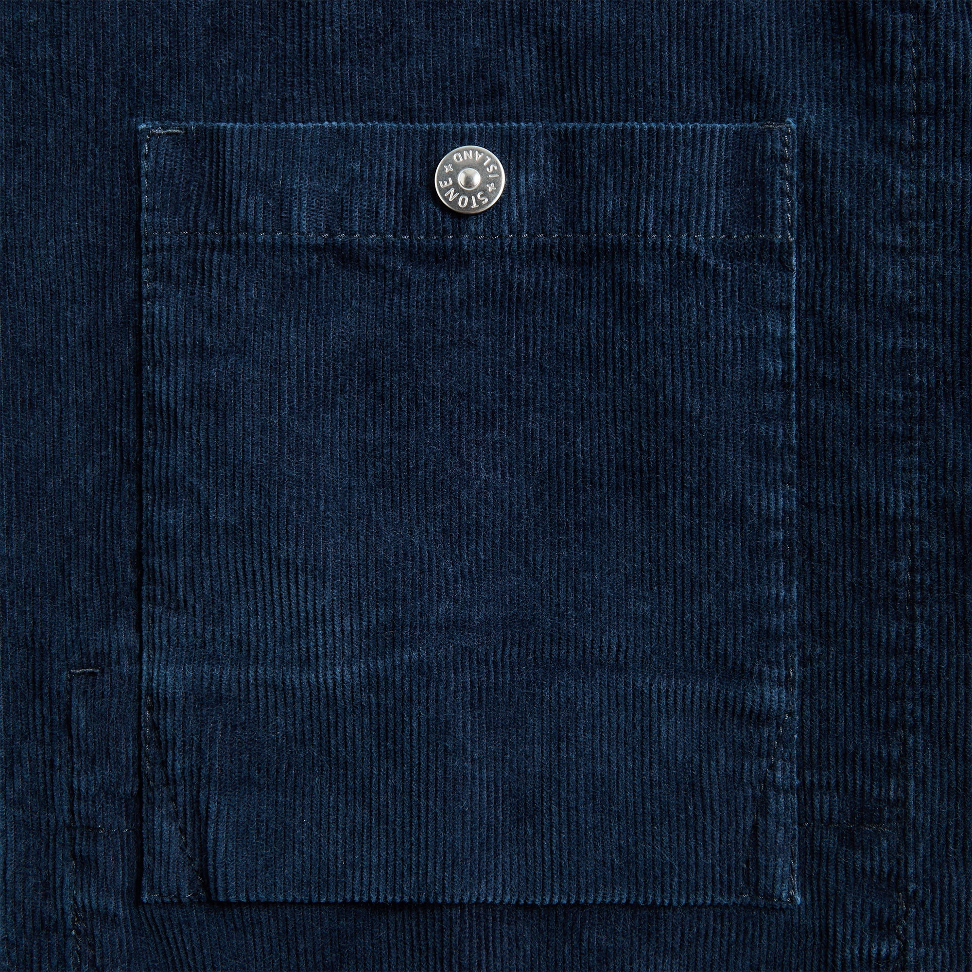 Logo Appliqued Cotton Corduroy Overshirt Indigo Stone island – Гарантія оригінальності – детальний вид