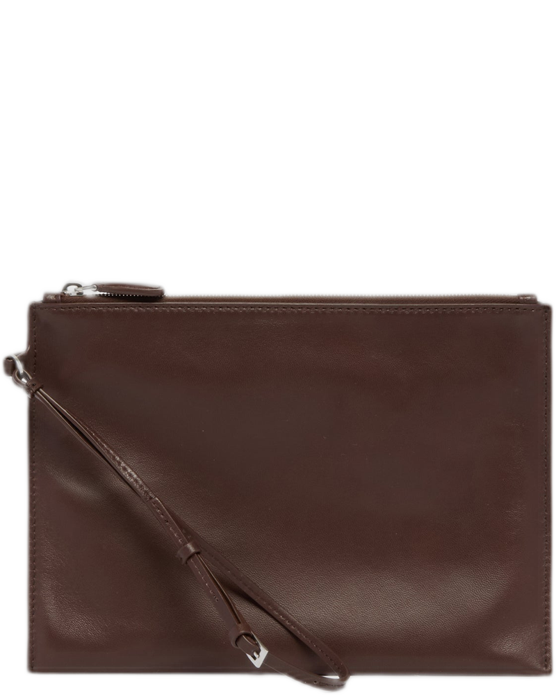 Brown Wristlet Pouch - THE ROW (Background Removed)