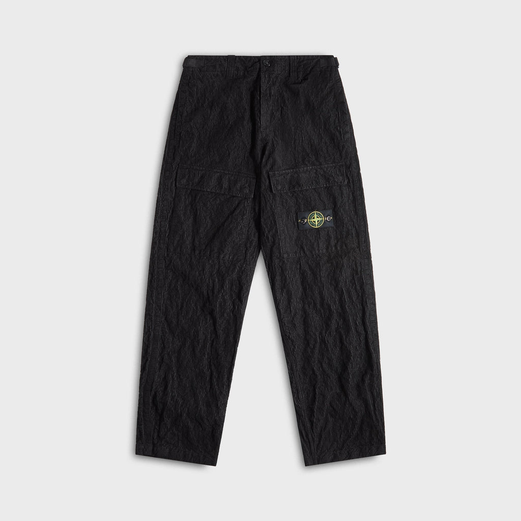 Wrinkled Corduroy Trousers Black Stone island – Гарантія оригінальності – боковий вид