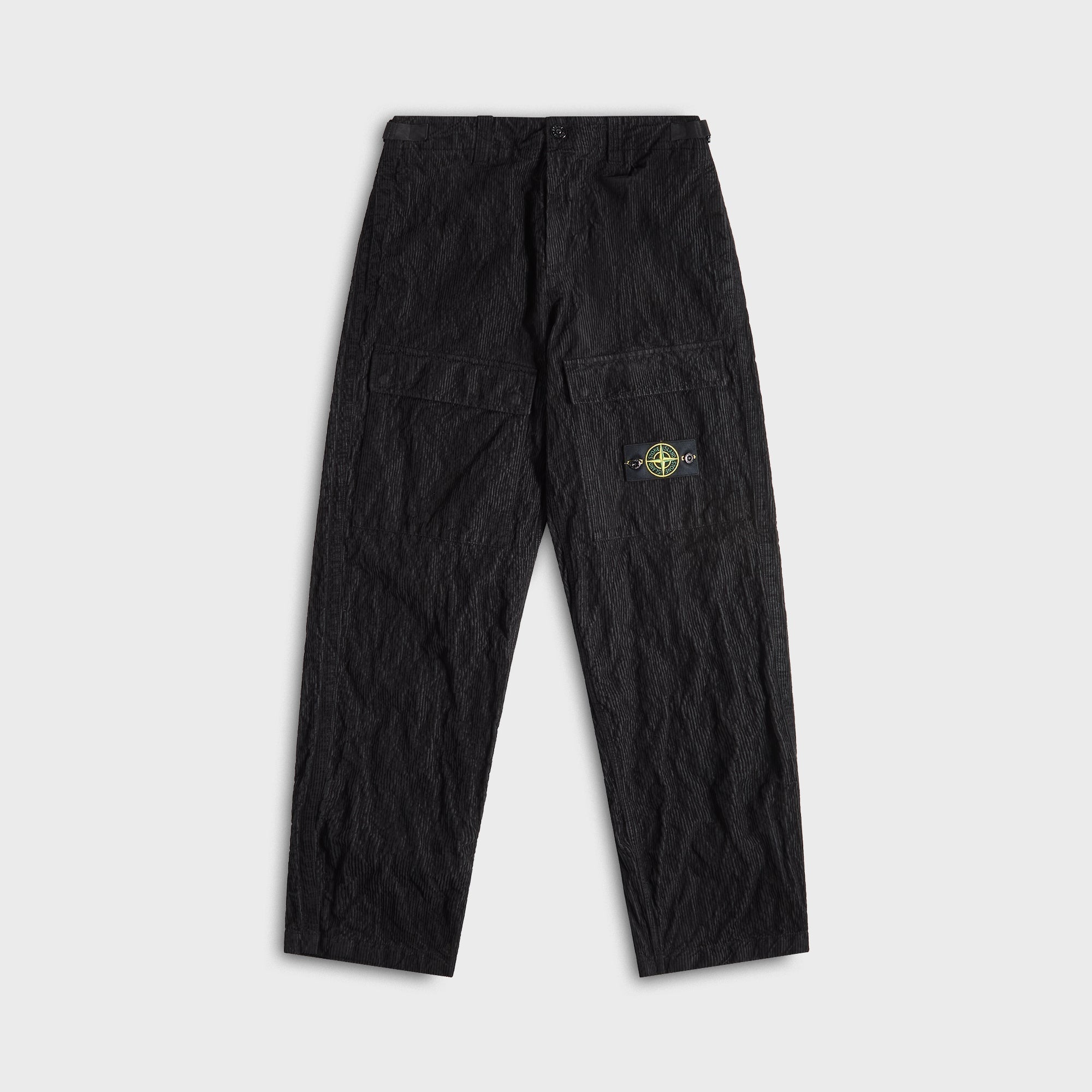 Wrinkled Corduroy Trousers Black Stone island – Гарантія оригінальності – боковий вид