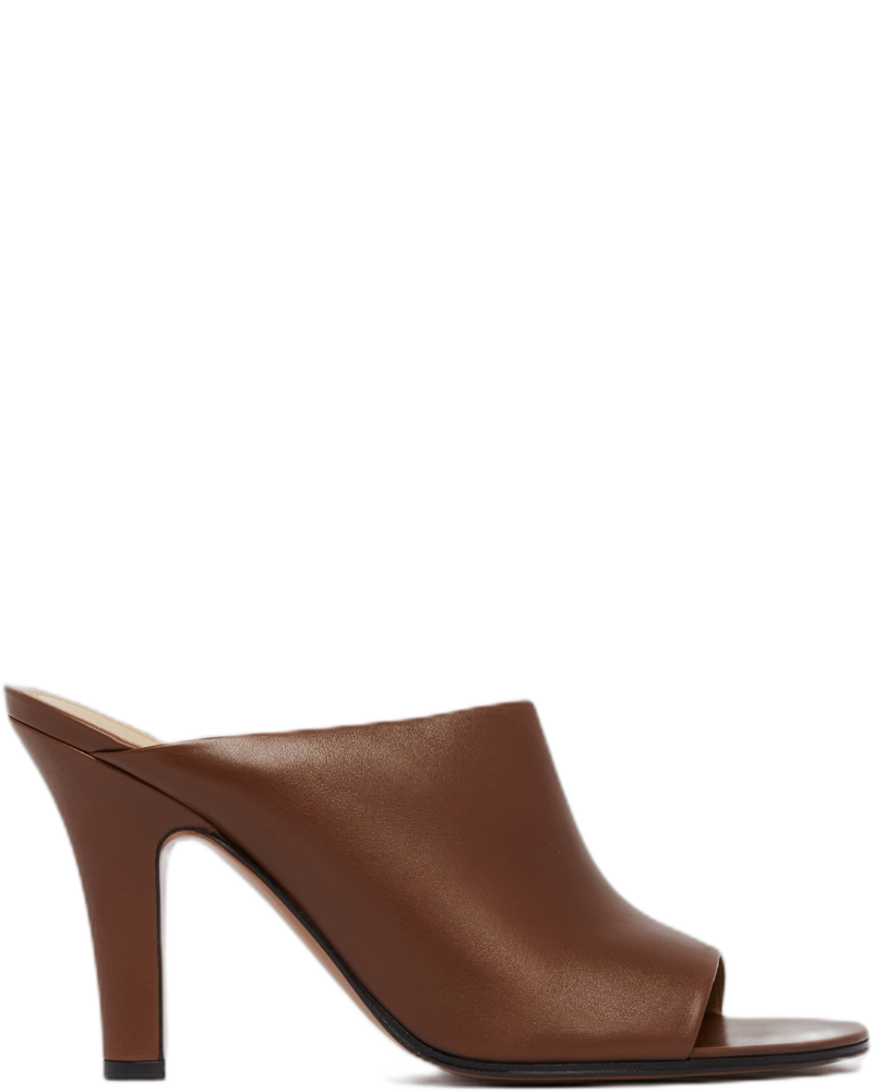 Brown Leather Signum Mules - THE ROW (Background Removed)