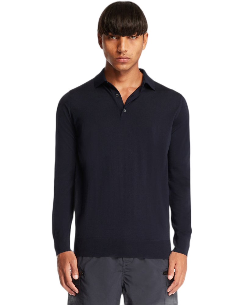 Blue Polo Neck Sweater - LORO PIANA (Background Removed)