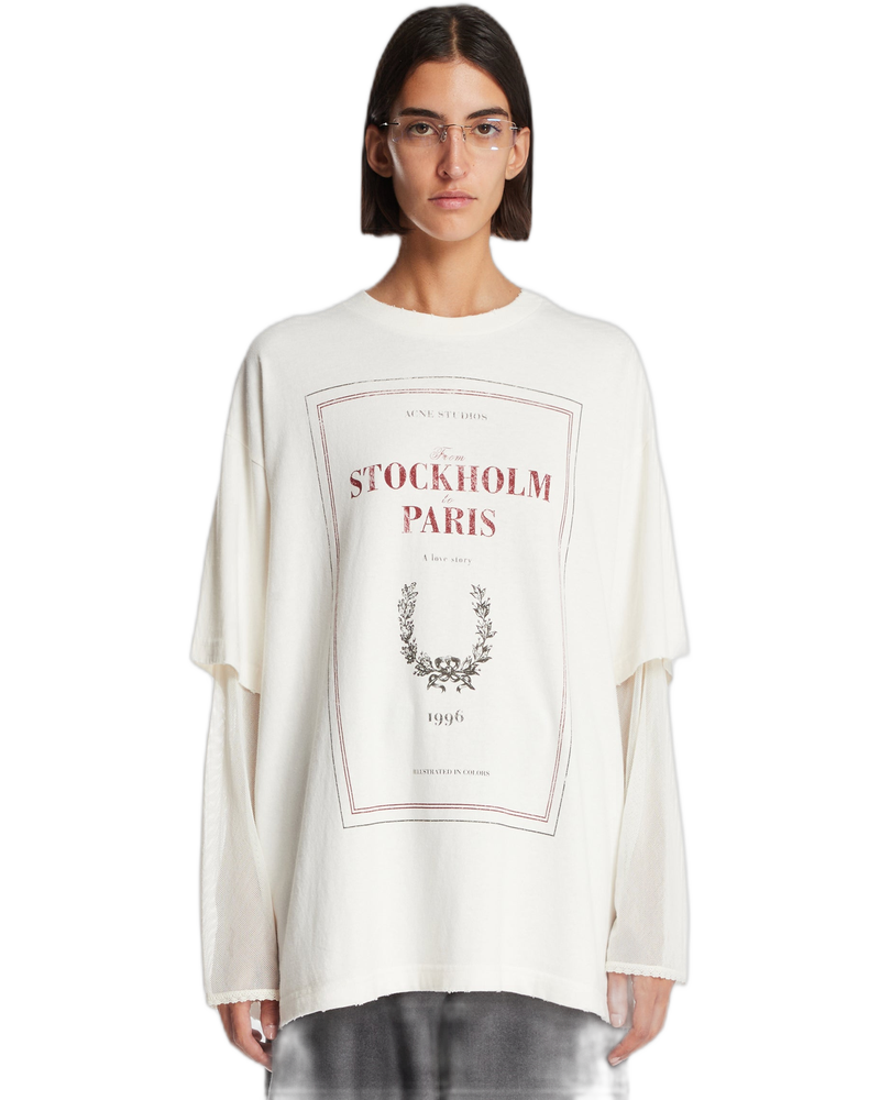 White Stockholm Paris T-Shirt - ACNE STUDIOS (Background Removed)