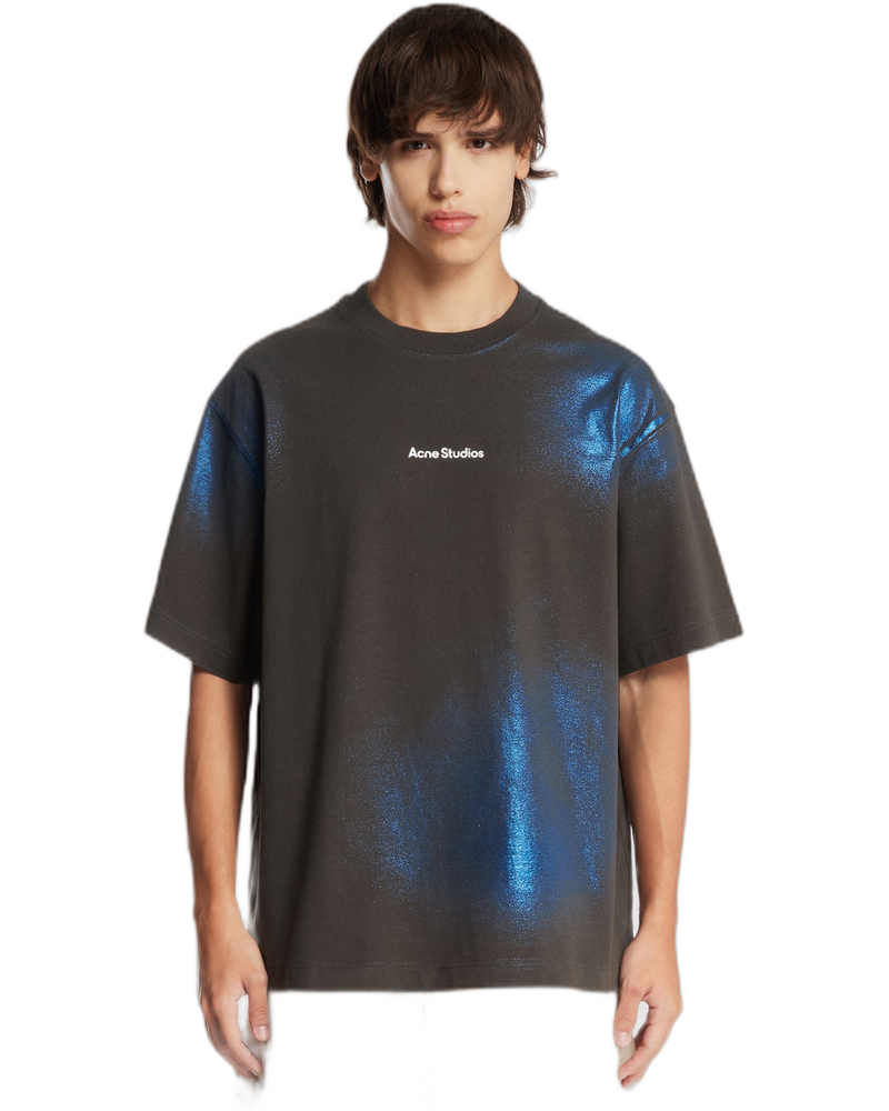 Gray Logo T-Shirt with Iridescent Details - ACNE STUDIOS (Background Removed)