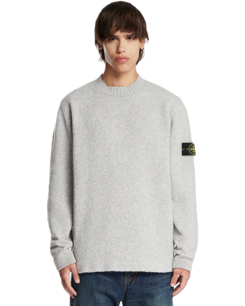 Gray Wool Crewneck Sweater - STONE ISLAND (Background Removed)