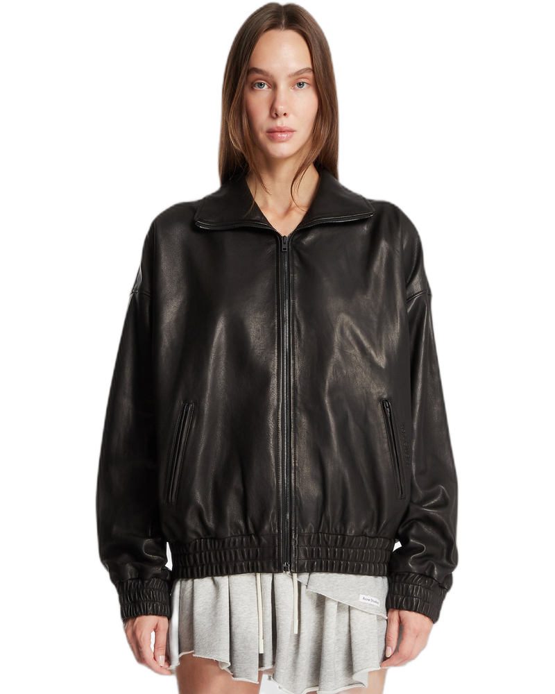 Black Leather Jacket - ACNE STUDIOS (Background Removed)