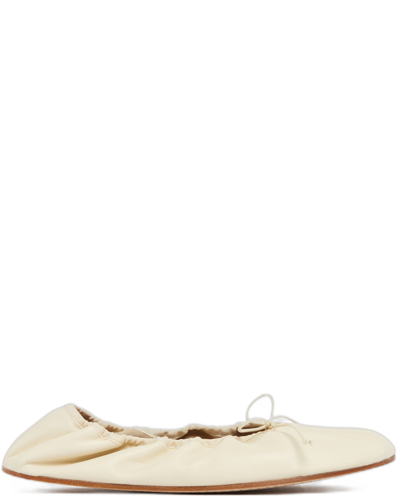 White Leather Round-Toe Flats - THE ROW (Background Removed)