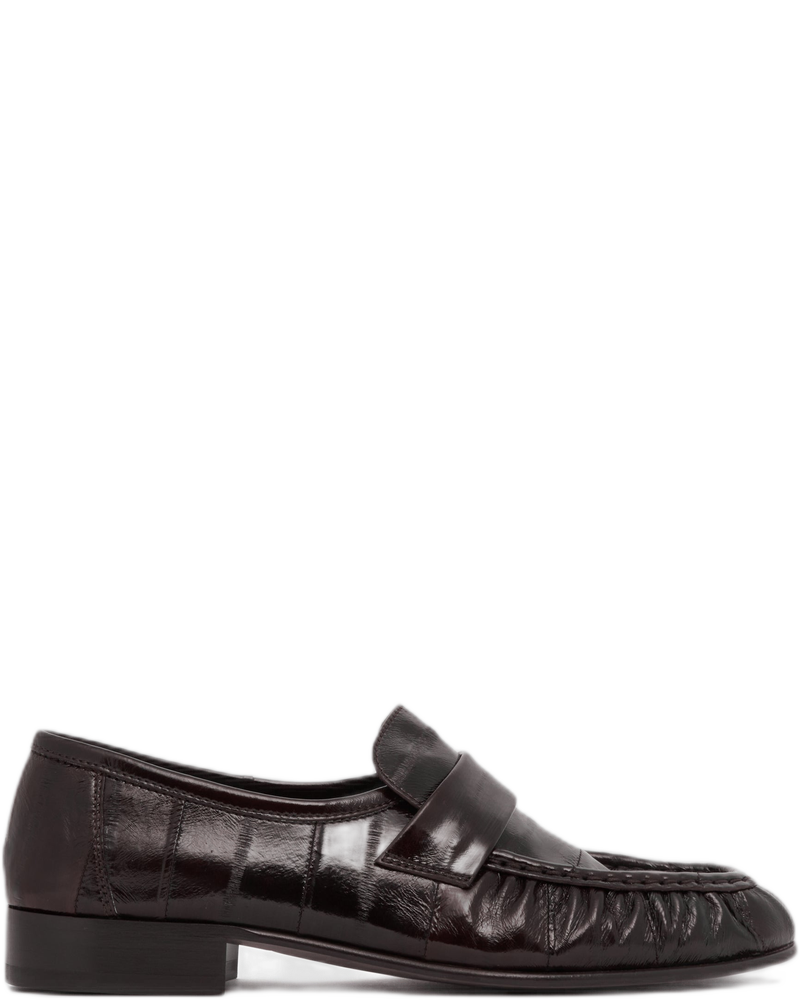 Brown Eelskin Loafers - THE ROW (Background Removed)
