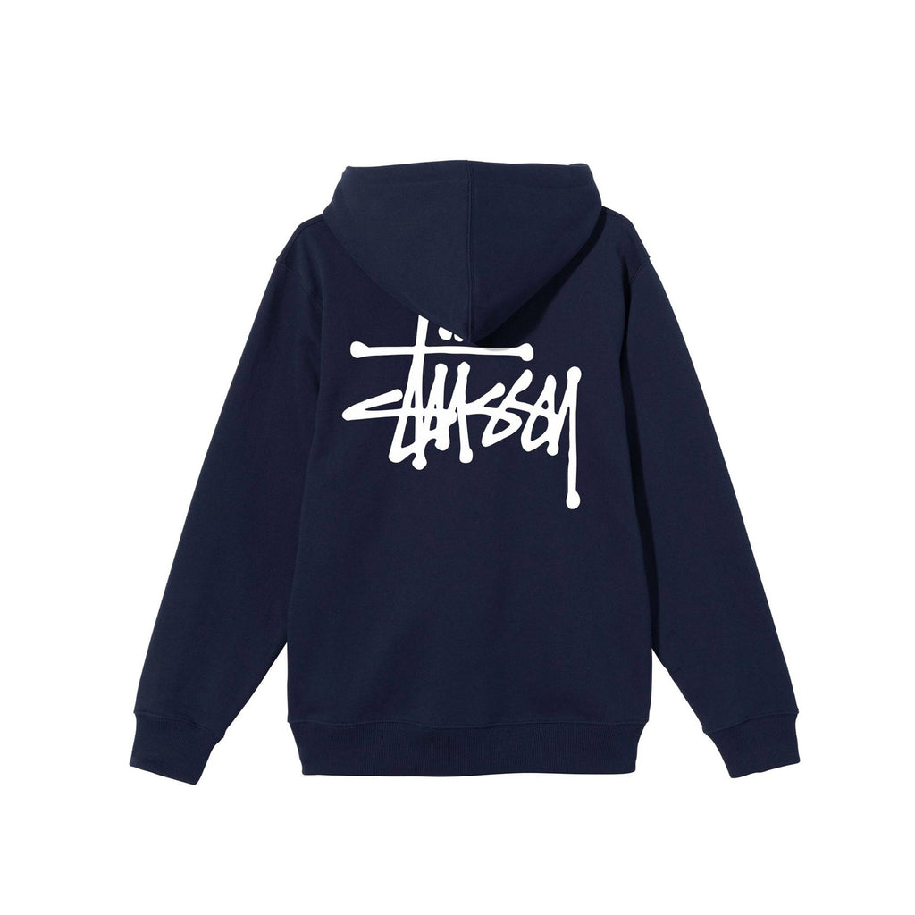 Mens Basic Stussy Navy Hoodie Stussy – Гарантія оригінальності – вид ззаду