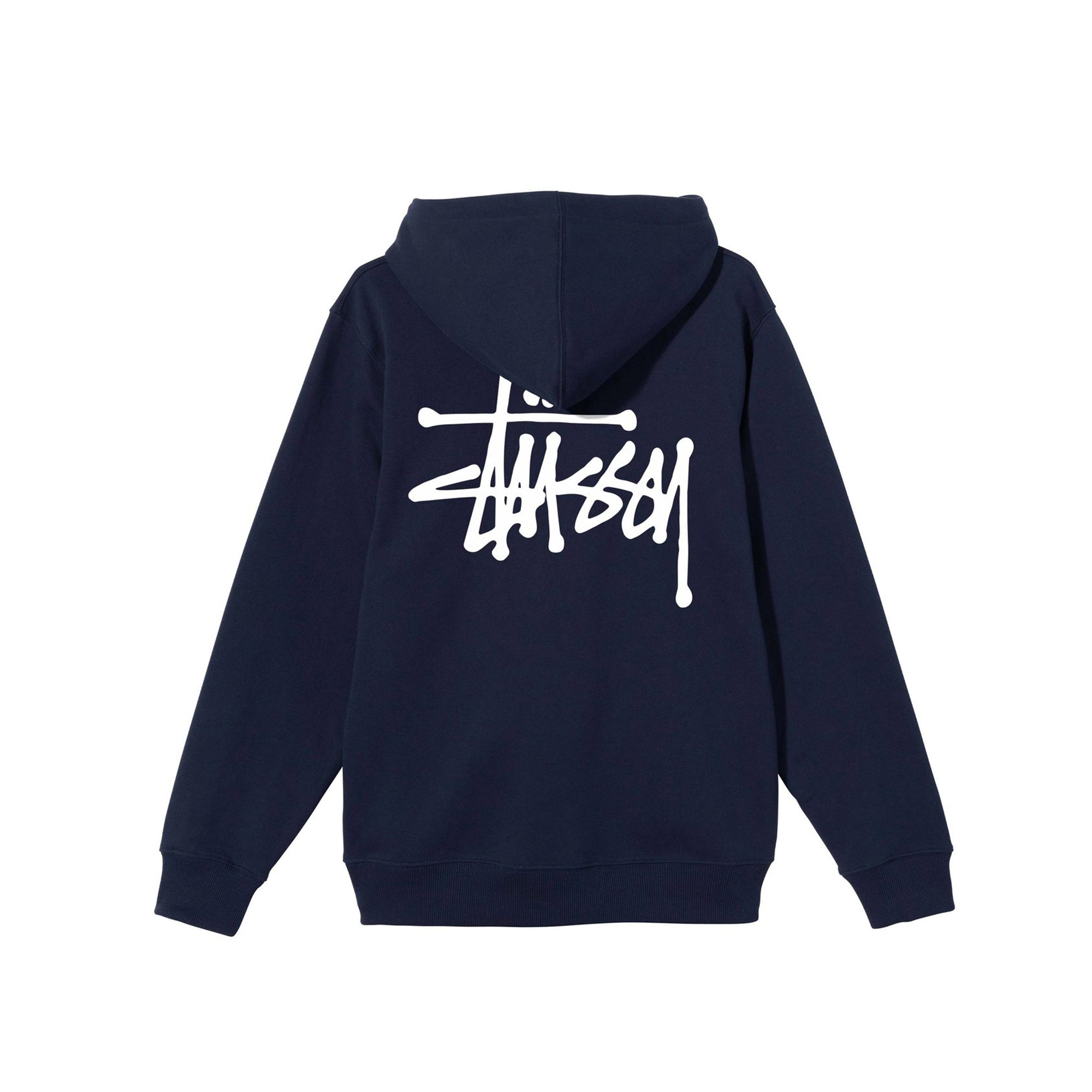 Mens Basic Stussy Navy Hoodie Stussy – Гарантія оригінальності – вид ззаду