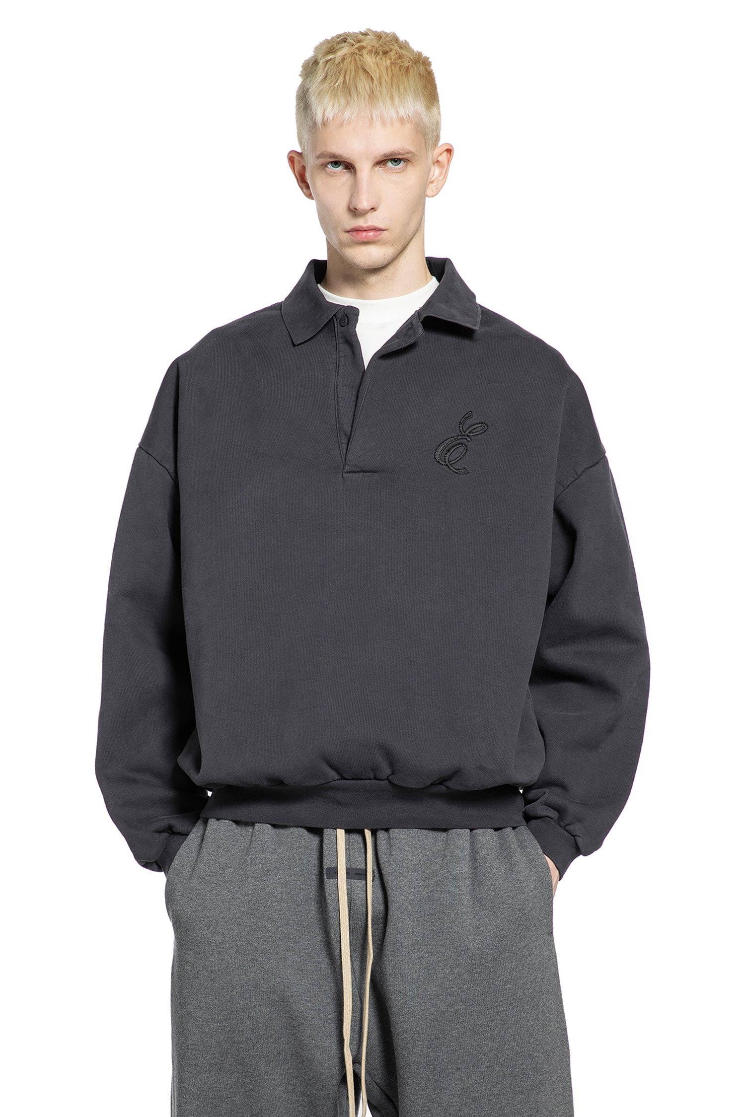 Embroidered Classic Polo Sweatshirt Fear of god – Гарантія оригінальності – боковий вид - FEAR OF GOD