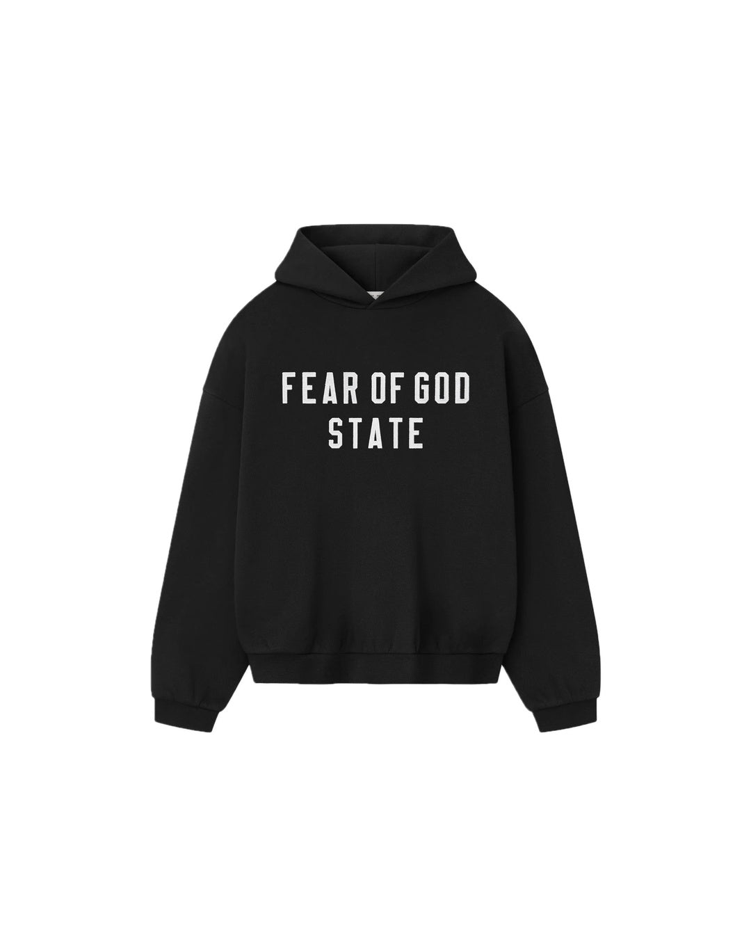 Essentials 90s Fit Fleece Hoodie Jet Black Fear of god оригінал – Купити в Україні – боковий вид - FEAR OF GOD