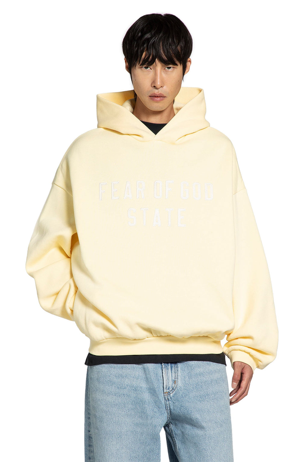 90s Fleece Hoodie Sweatshirt Fear of god – Гарантія оригінальності – боковий вид