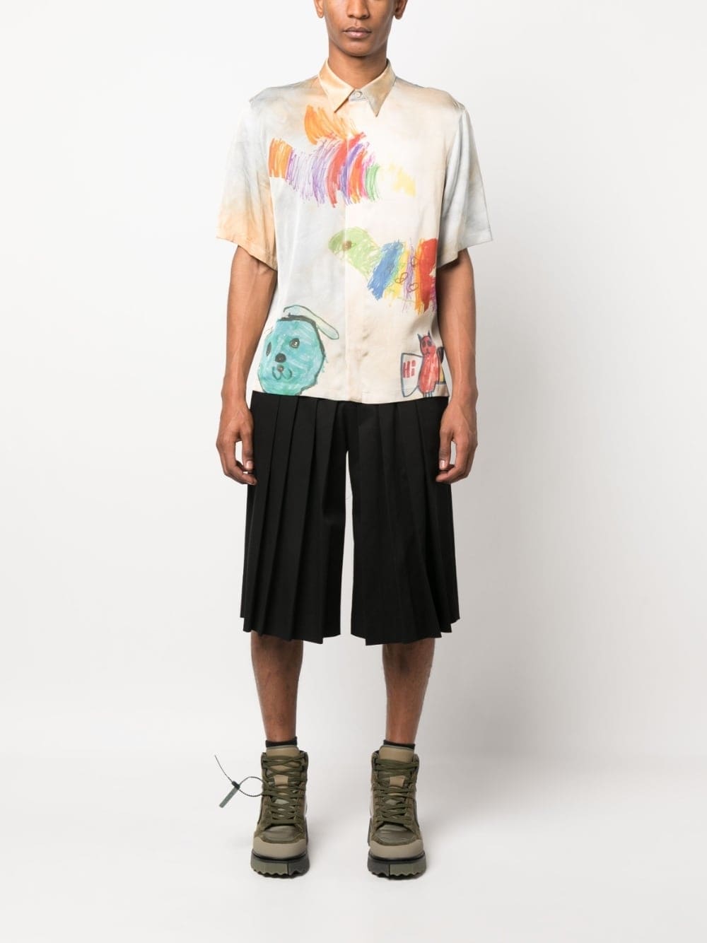 Cartoon-Print Short-Sleeved Shirt Off-white оригінал – Купити в Україні – вид ззаду