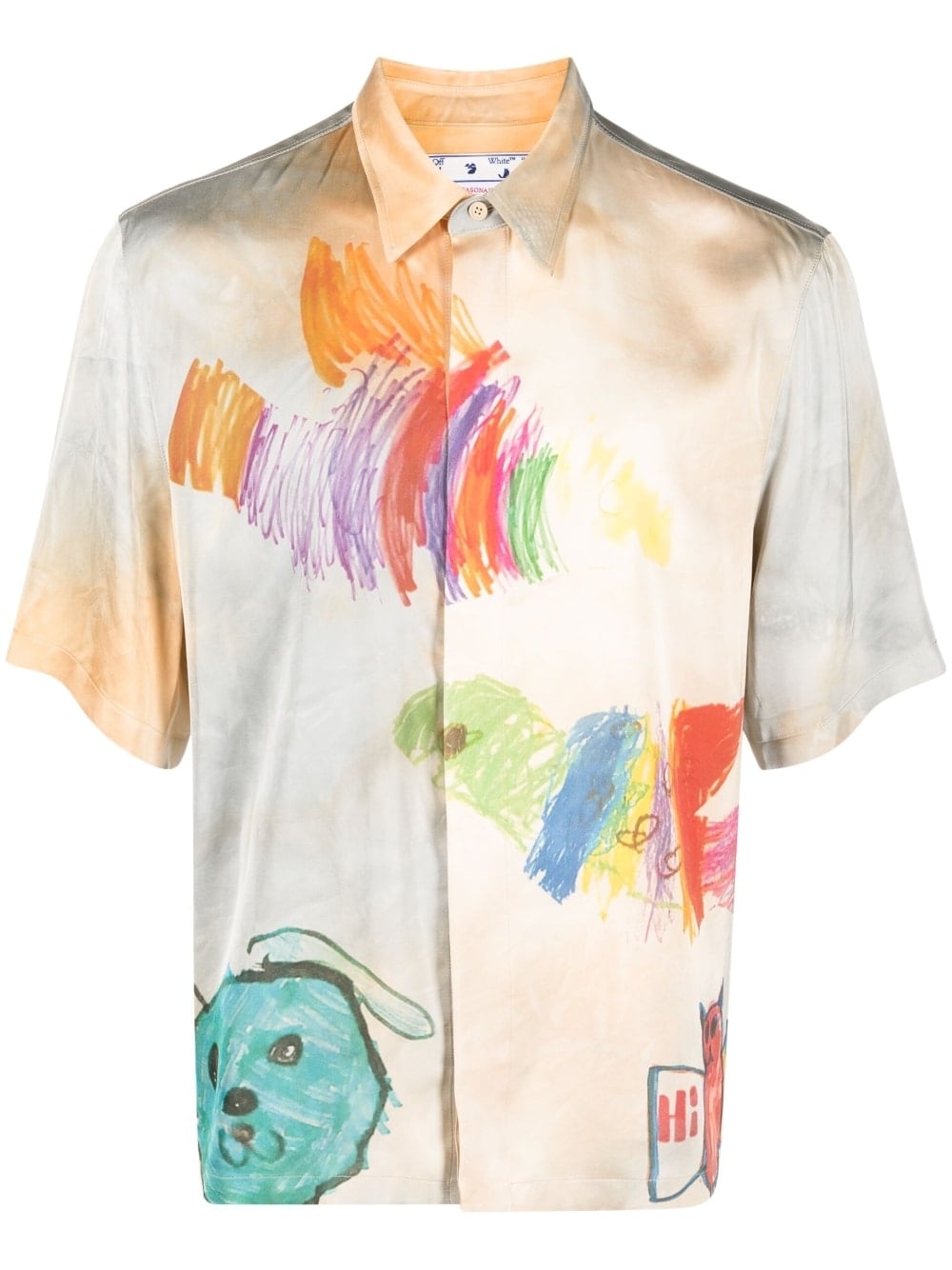 Cartoon-Print Short-Sleeved Shirt Off-white оригінал – Купити в Україні – боковий вид