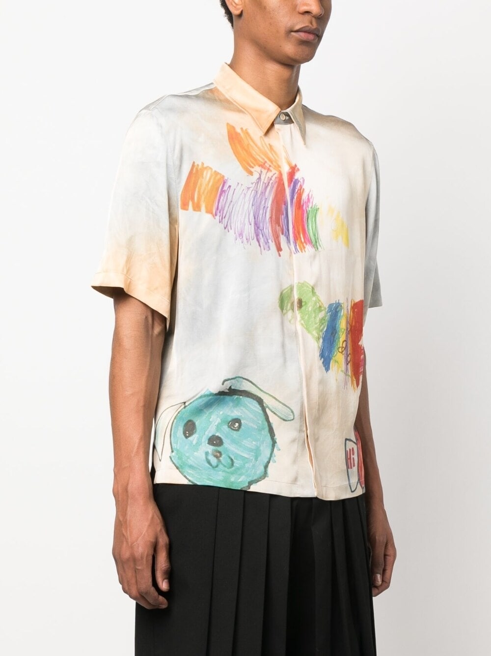 Cartoon-Print Short-Sleeved Shirt Off-white оригінал – Купити в Україні – збільшений вид