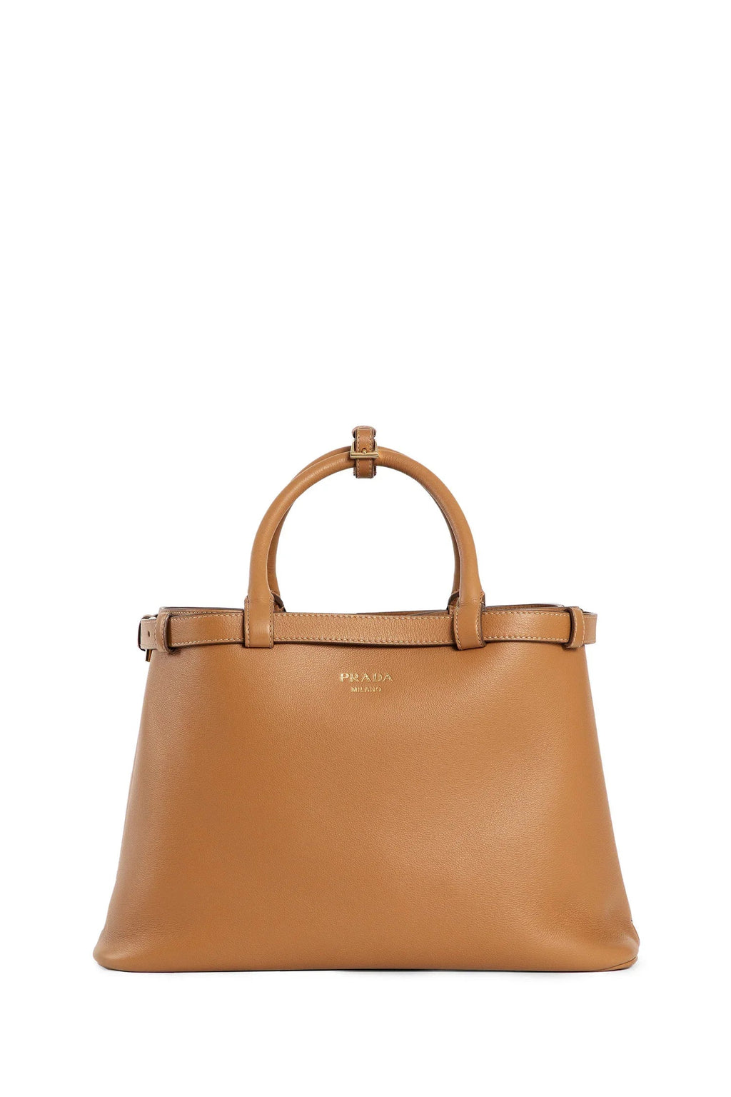 Woman Brown Tote Bags Prada – Гарантія оригінальності – боковий вид