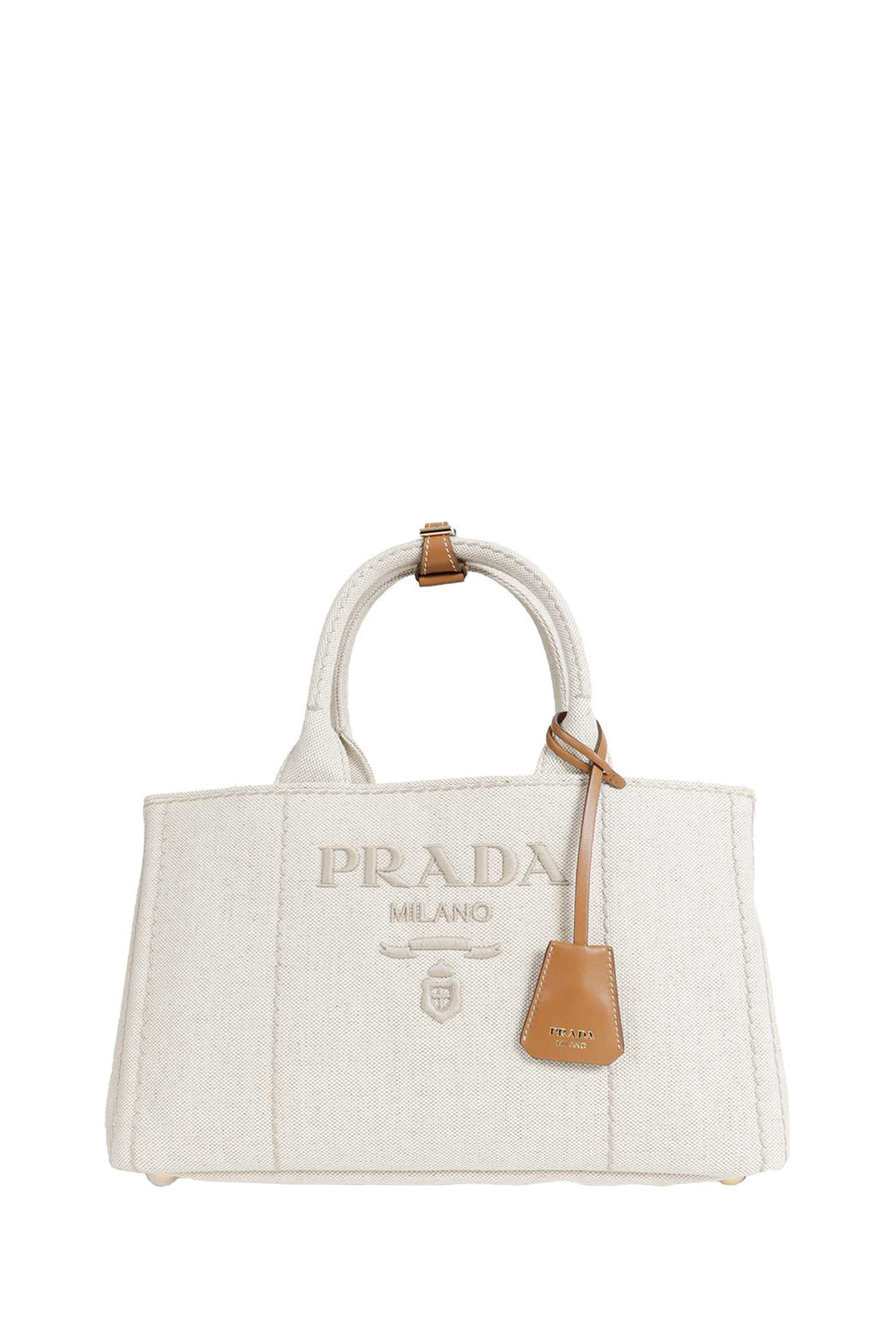 Jardinière Large Linen Blend Handbag Prada – Гарантія оригінальності – боковий вид