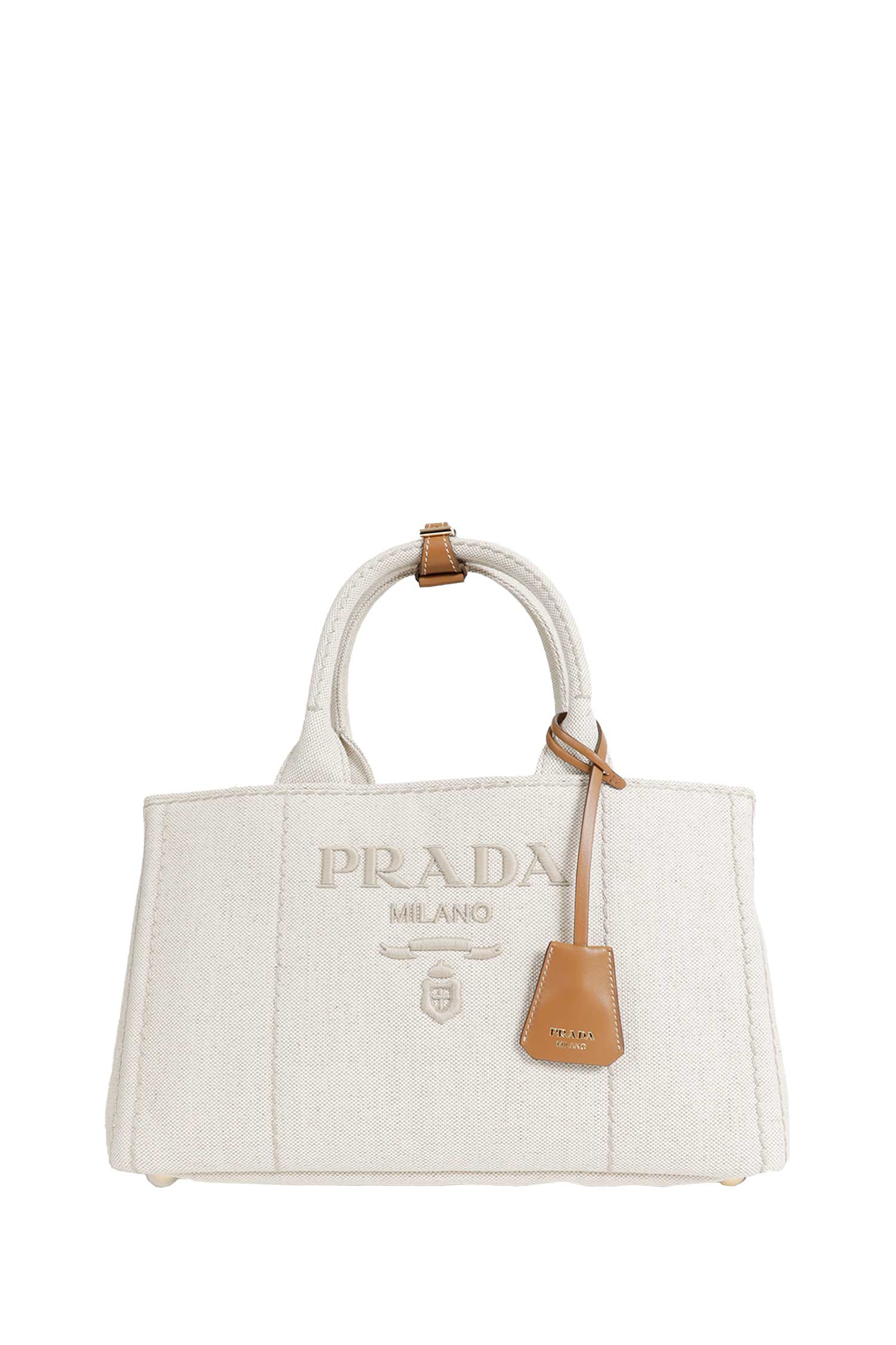Jardinière Large Linen Blend Handbag Prada – Гарантія оригінальності – боковий вид