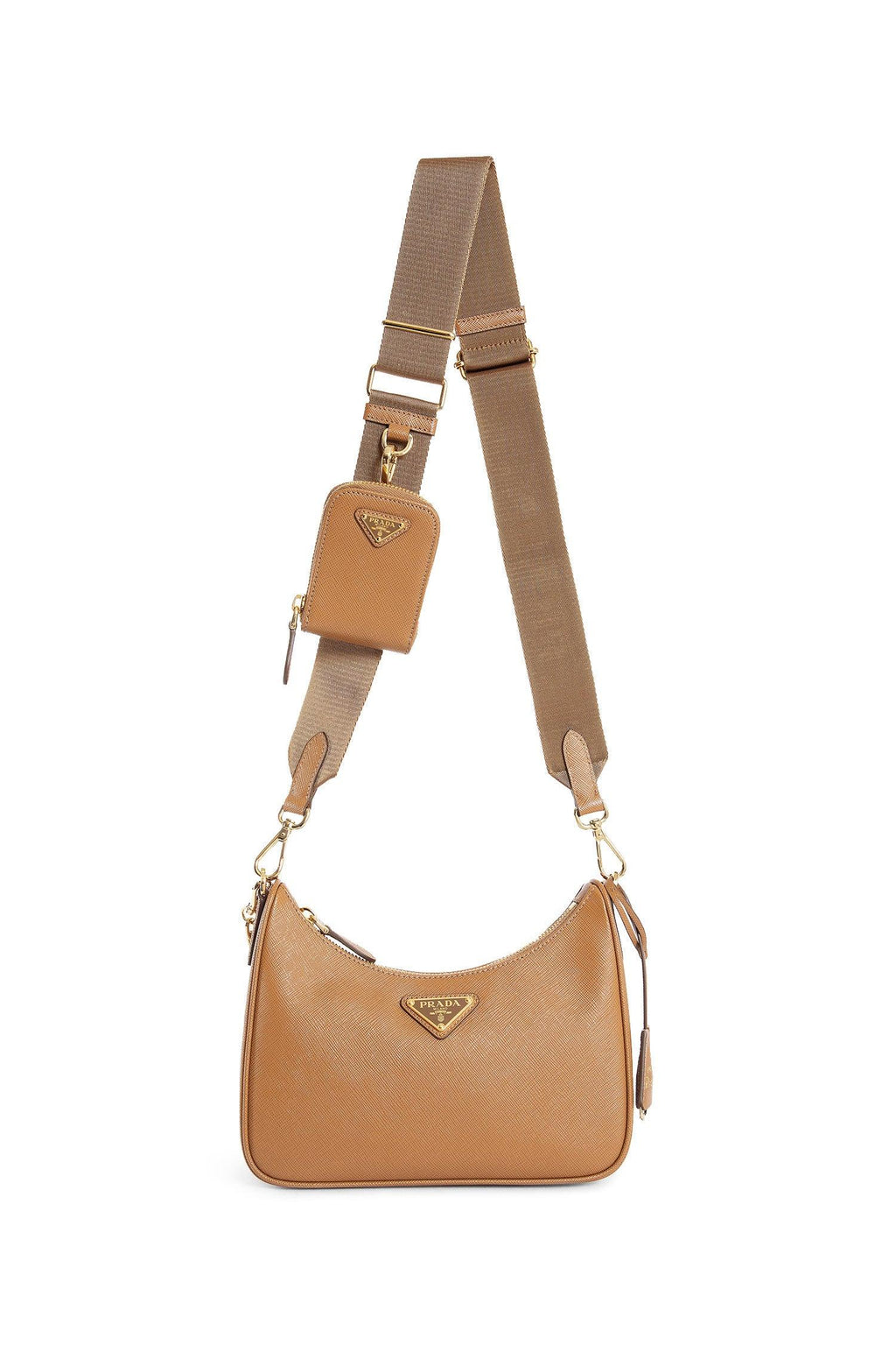 Woman Brown Crossbody Bags Prada – Гарантія оригінальності – боковий вид