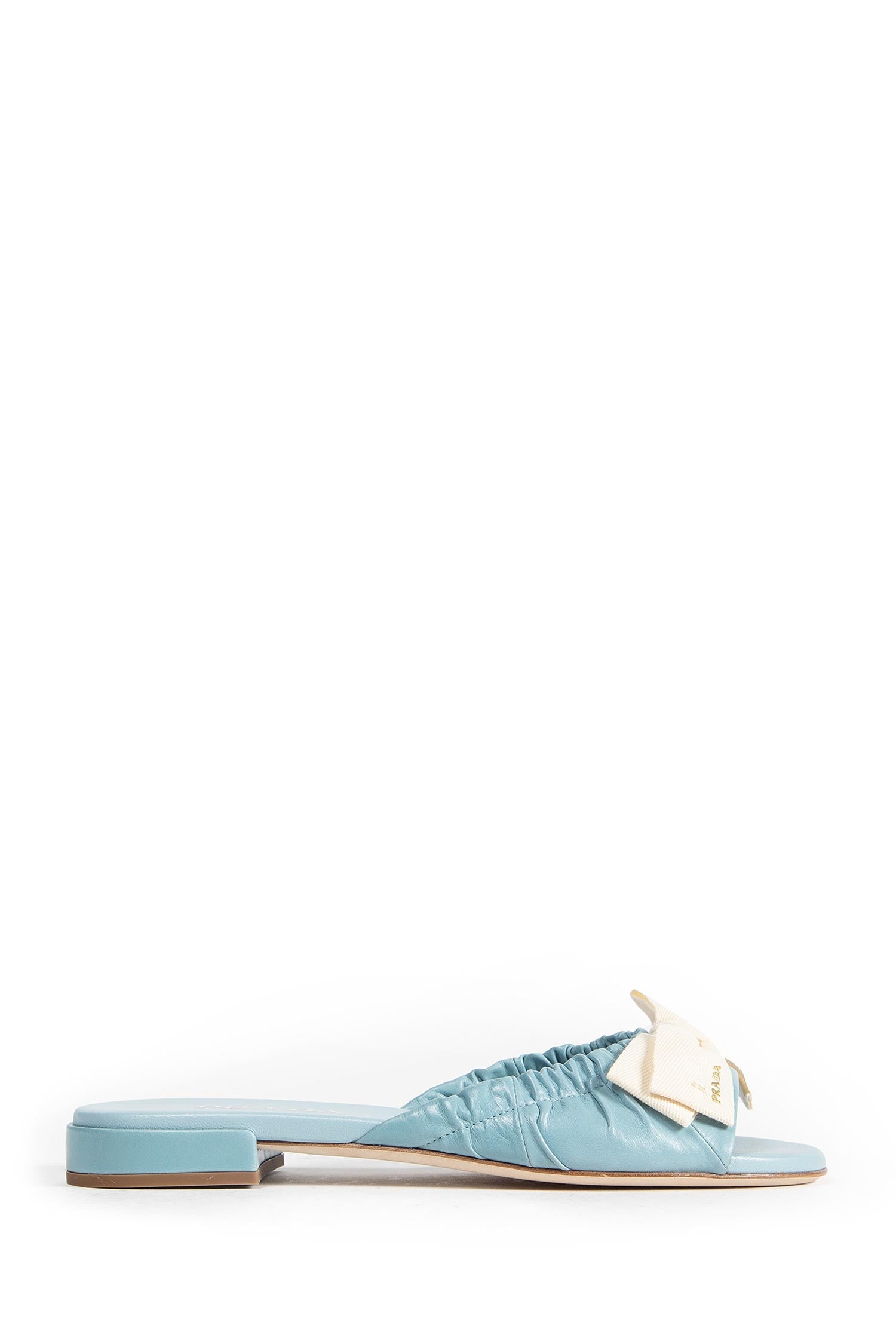 Leather Bow Embellished Sandals Prada – Гарантія оригінальності – боковий вид