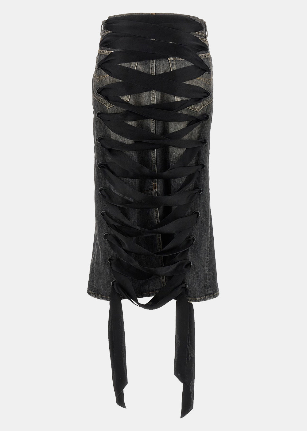 Dark Grey Lace Up Skirt Balenciaga – Гарантія оригінальності – вид ззаду