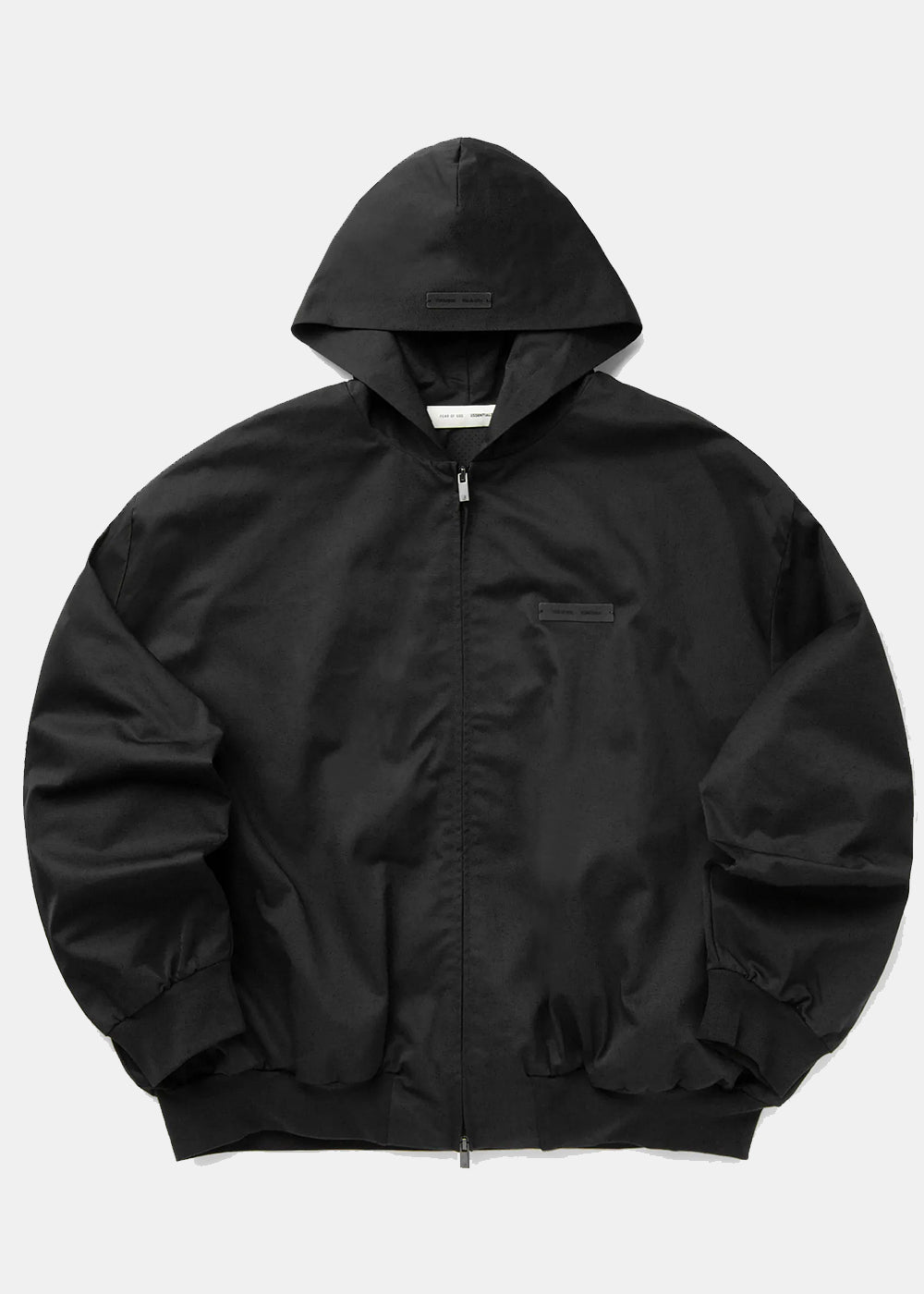 Оригінальна Jet Black Poly Twill Hooded Bomber Fear of god – вид ззаду