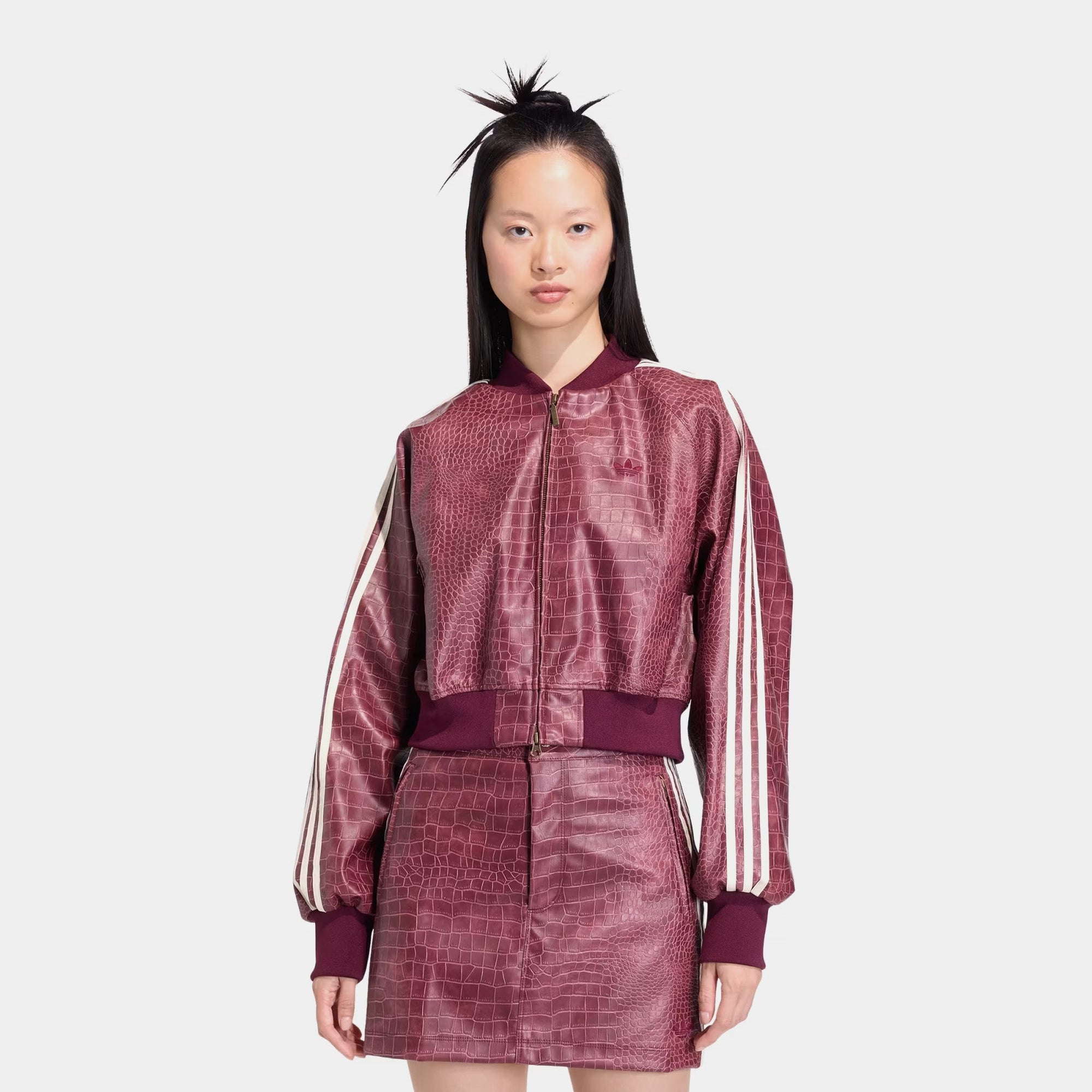 Pleather Snakeskin Womens Jacket Adidas – Гарантія оригінальності – боковий вид - ADIDAS