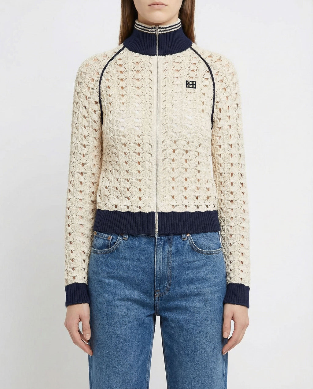 Openwork Zip Up Cardigan Miu miu оригінал – Купити в Україні – вид ззаду