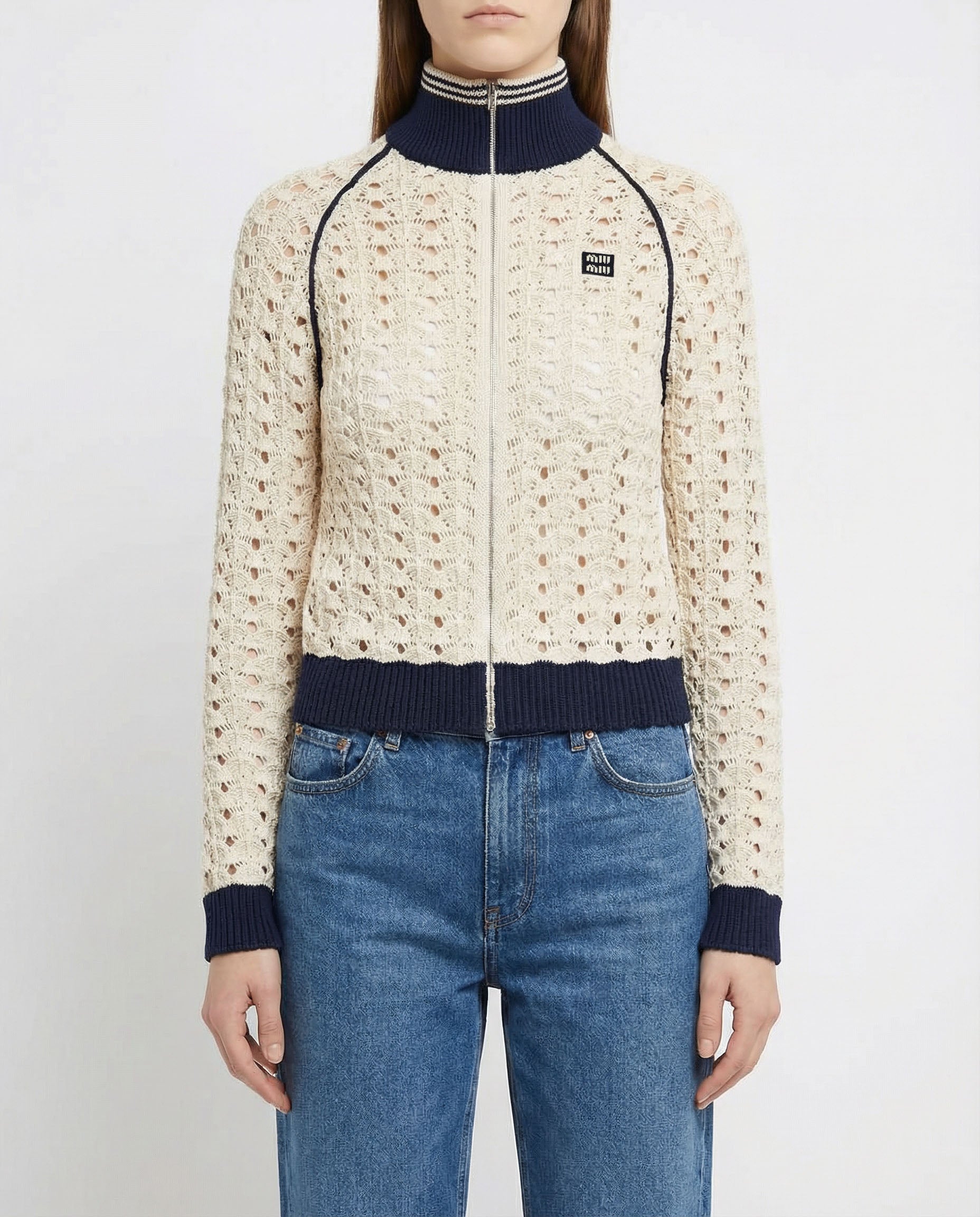 Openwork Zip Up Cardigan Miu miu оригінал – Купити в Україні – вид ззаду