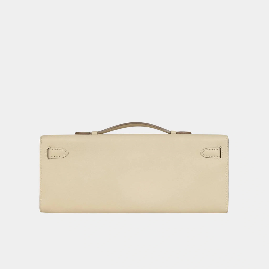 Kelly Cut Clutch Swift Craie Ghw Hermes – Гарантія оригінальності – вид ззаду