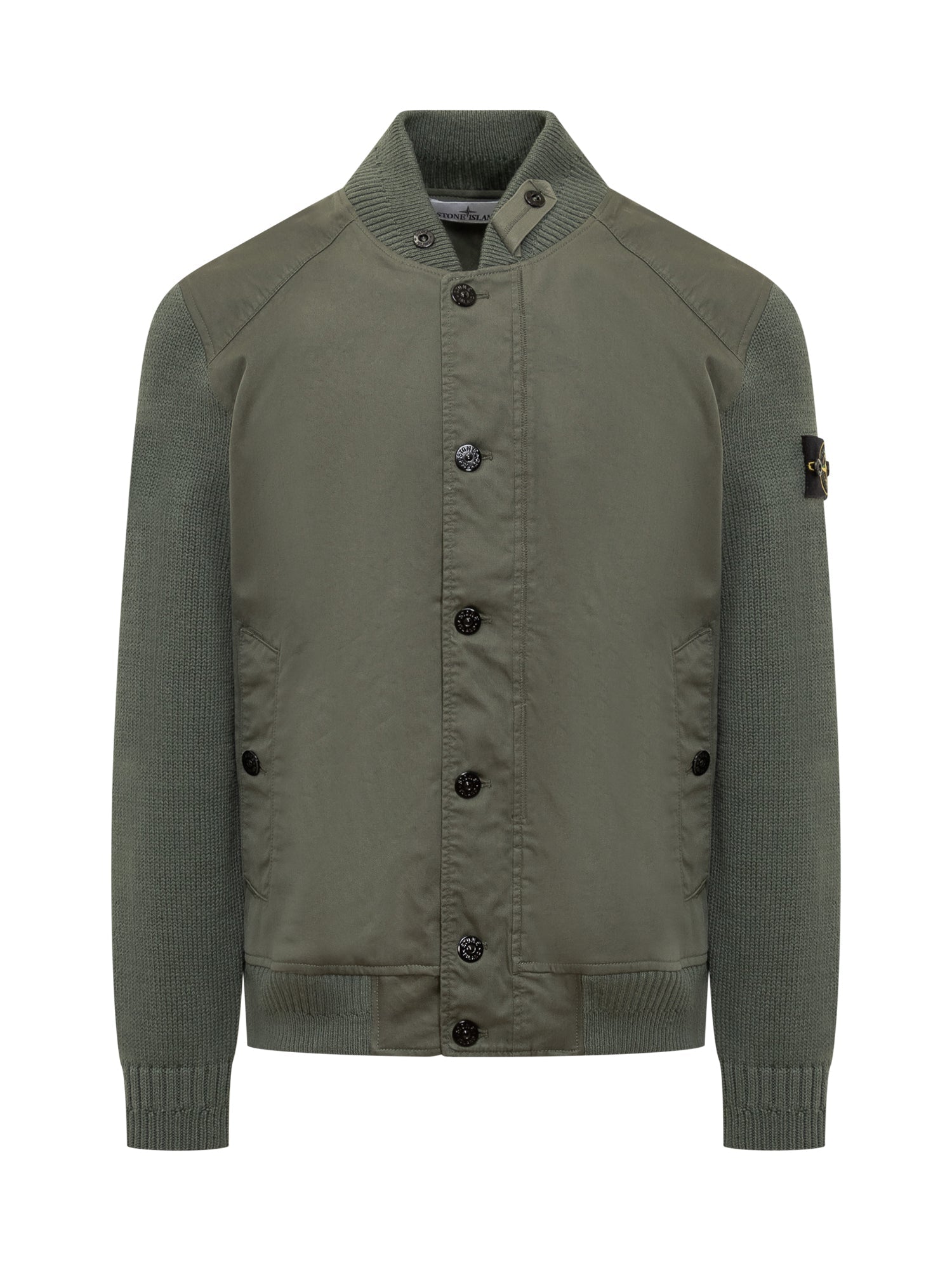 Оригінальна Bomber Jacket With Knitted Sleeves Stone island – боковий вид