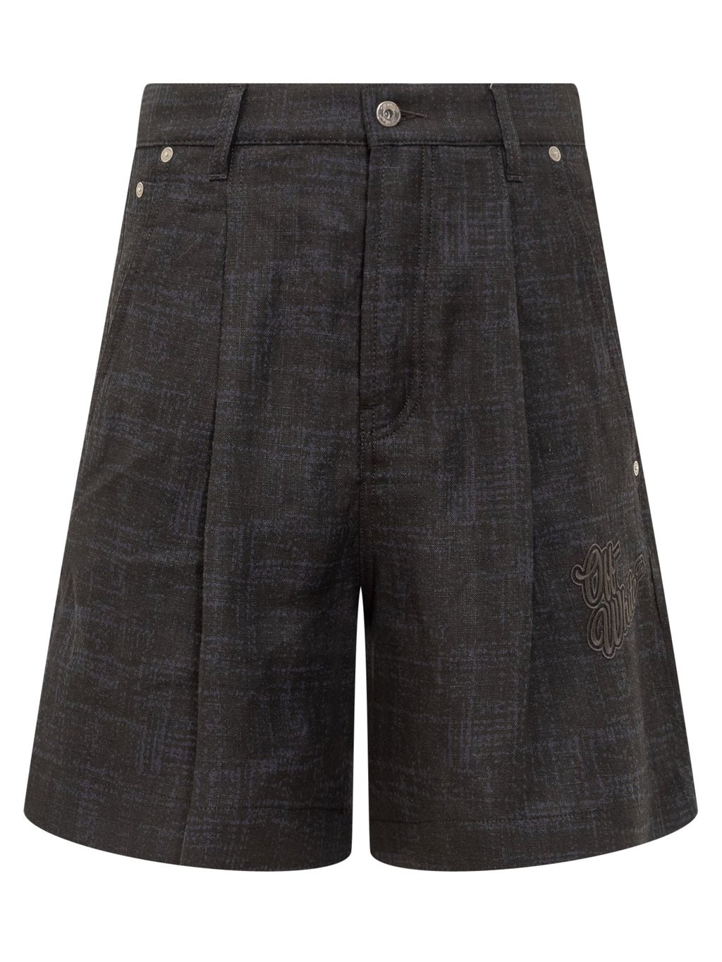 Linen Shorts With Logo Off-white оригінал – Купити в Україні – боковий вид