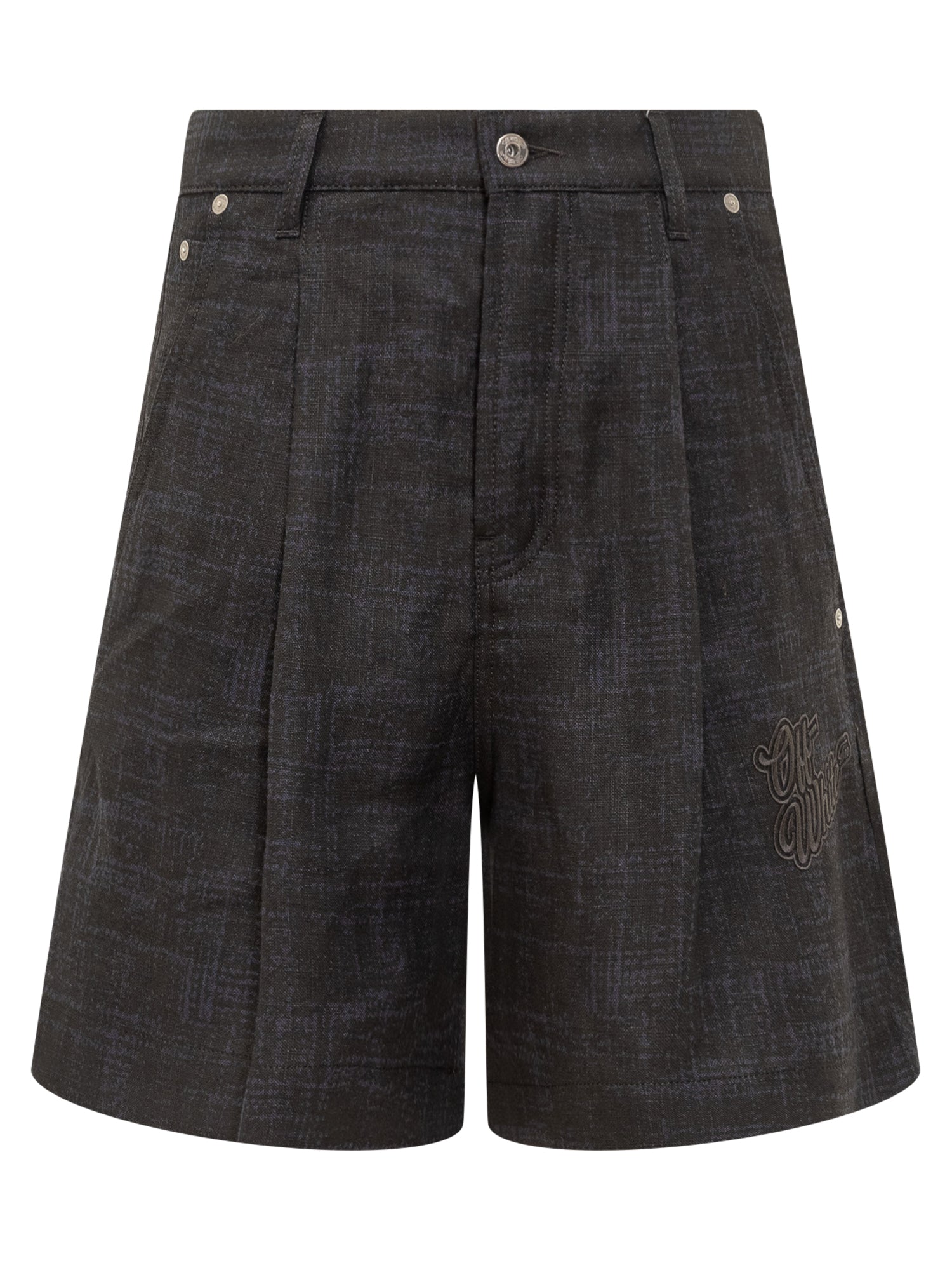 Linen Shorts With Logo Off-white оригінал – Купити в Україні – боковий вид
