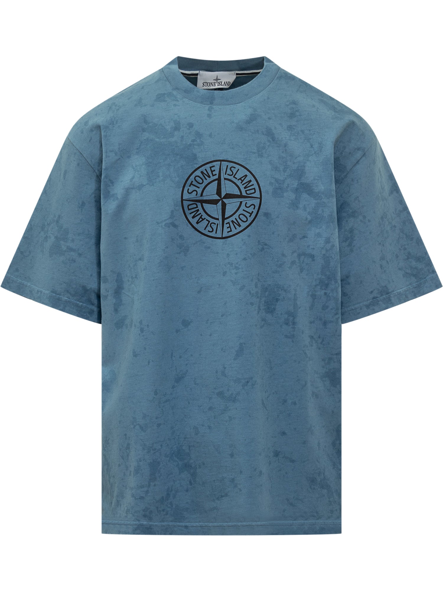 Logo T Shirt Azure Stone island – Гарантія оригінальності – боковий вид