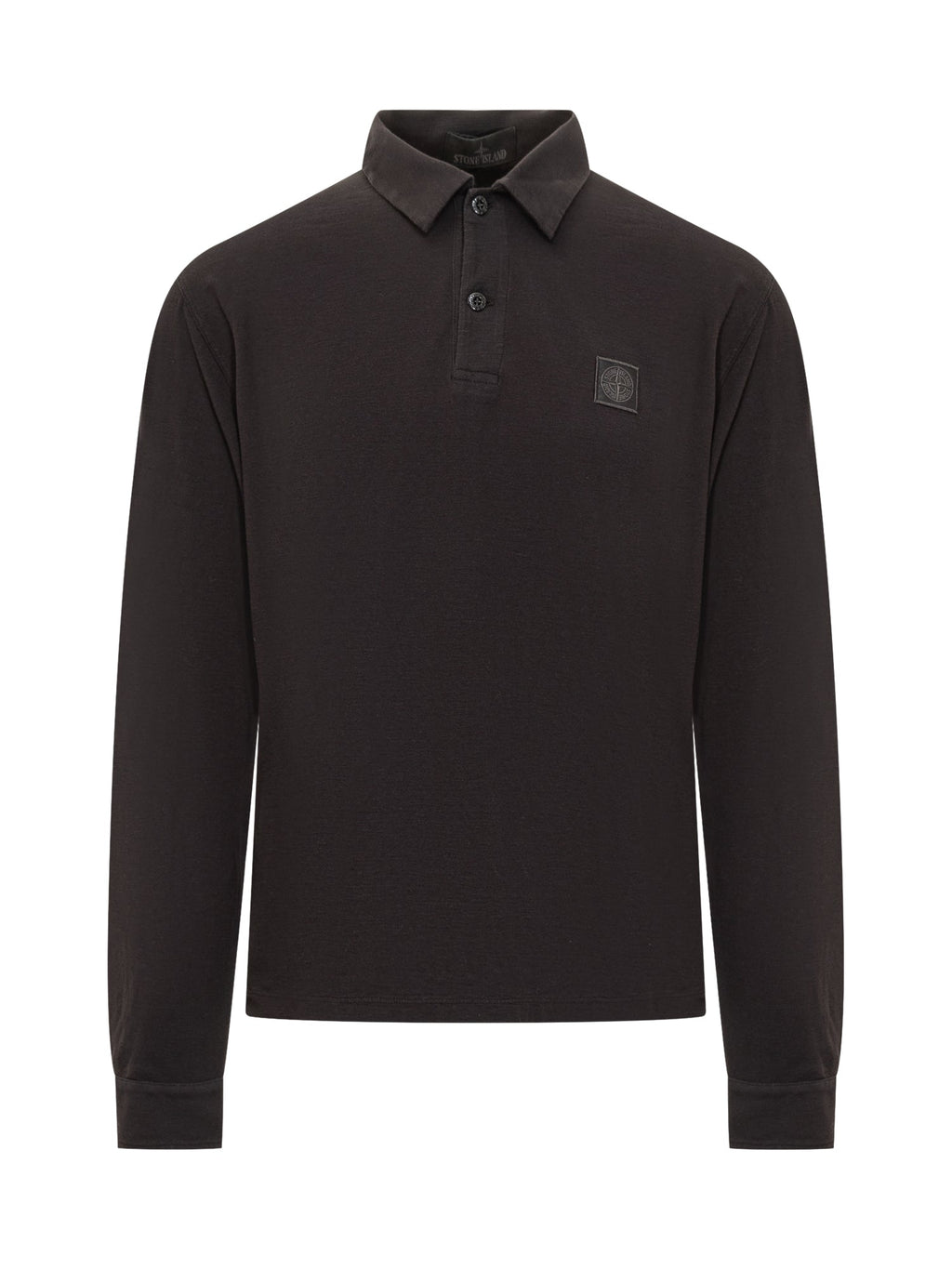 Оригінальна Black Long Sleeve Polo With Logo For Men Stone island – боковий вид