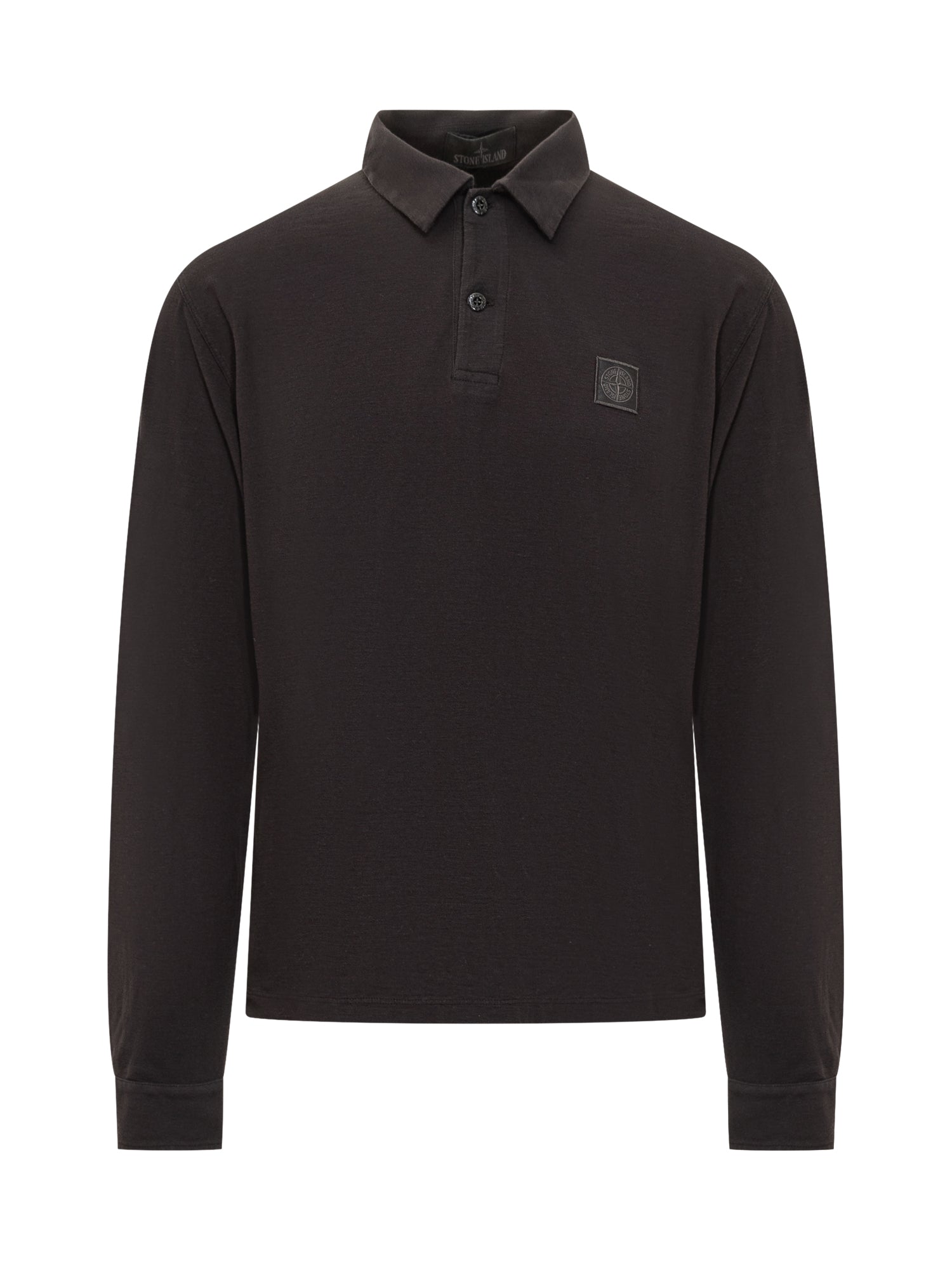 Оригінальна Black Long Sleeve Polo With Logo For Men Stone island – боковий вид