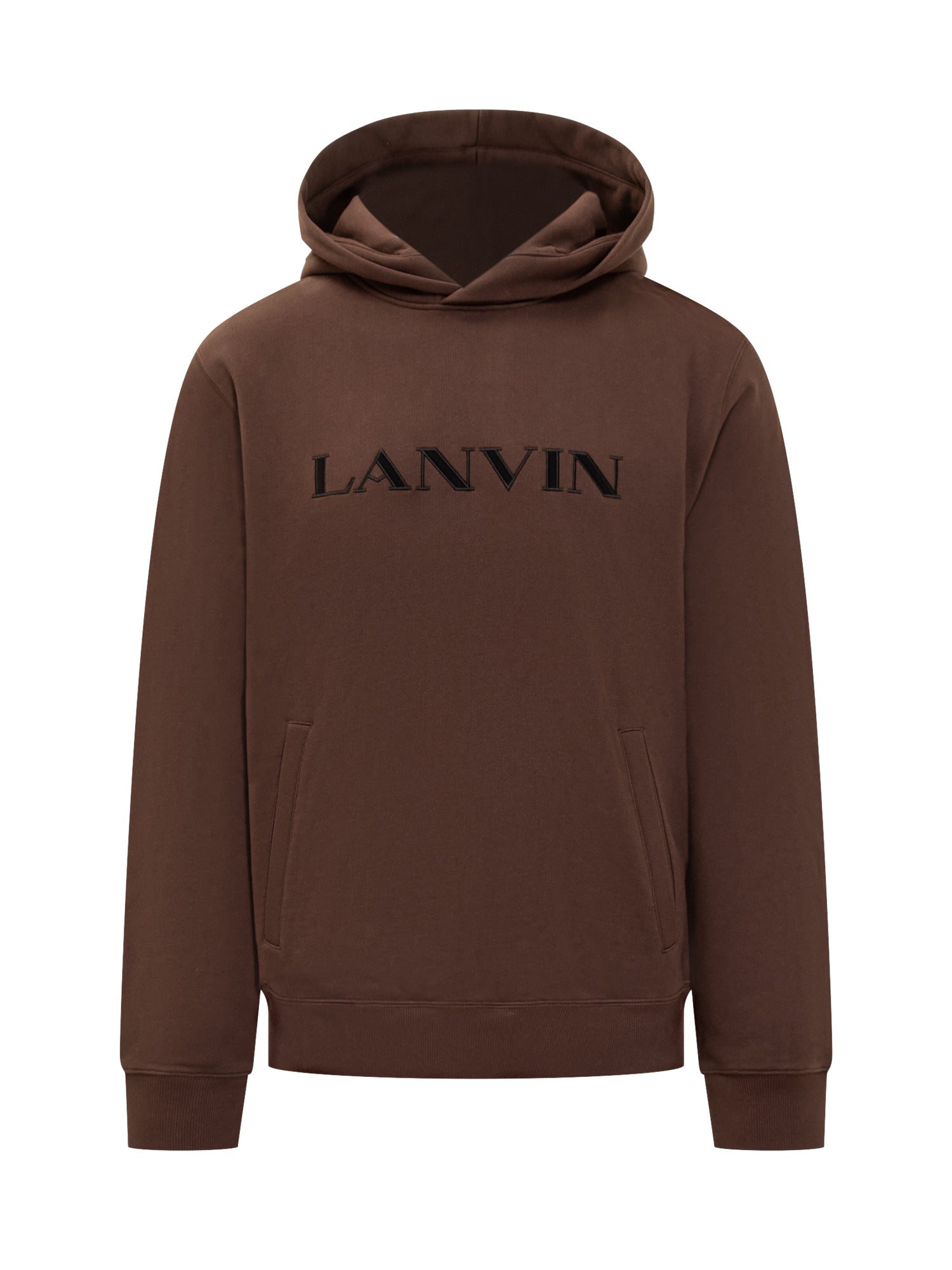 Brown Hoodie With Embroidered Logo Lanvin – Гарантія оригінальності – боковий вид