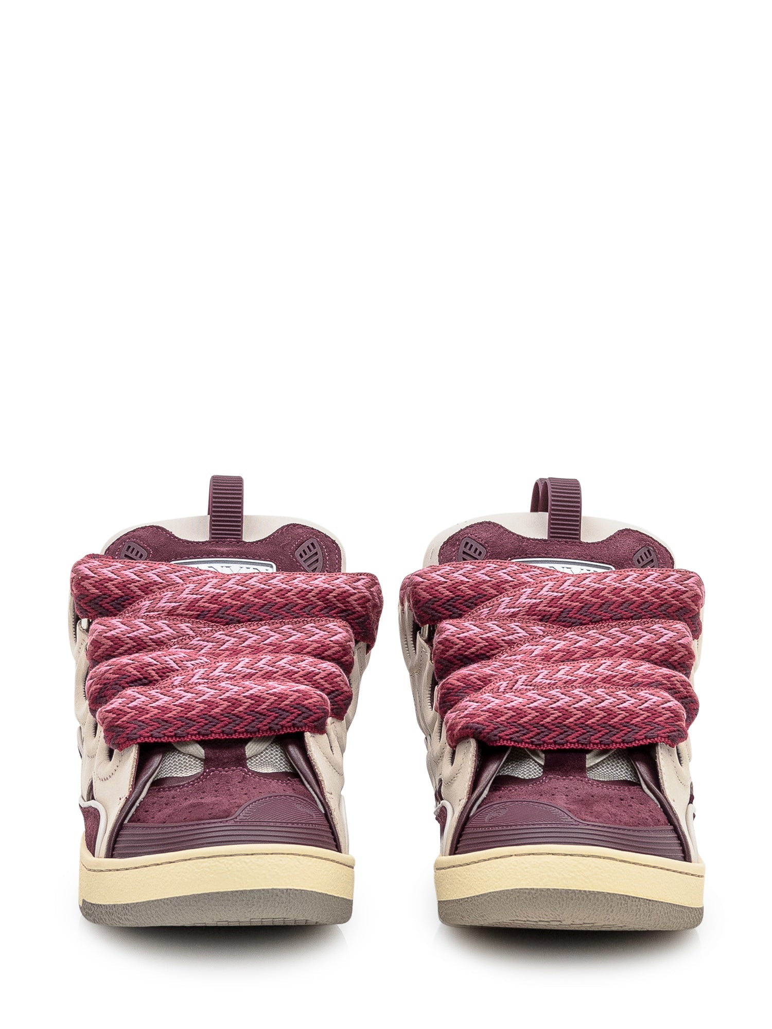 Beige And Burgundy Sneaker With Oversized Laces Lanvin оригінал – Купити в Україні – вид ззаду