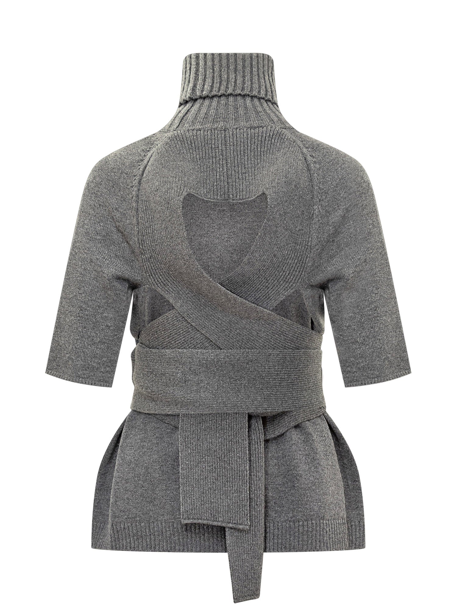 Оригінальна Short-Sleeve Grey Sweater With Belt By Lanvin Lanvin – вид ззаду