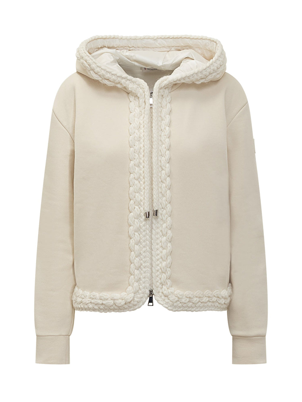 White Hoodie With Braided Trim Details Moncler – Гарантія оригінальності – боковий вид