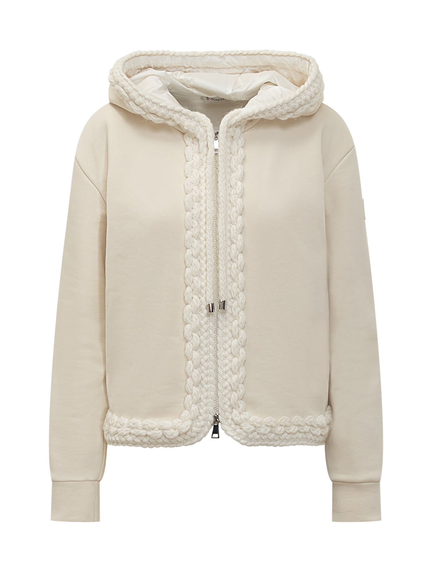 White Hoodie With Braided Trim Details Moncler – Гарантія оригінальності – боковий вид