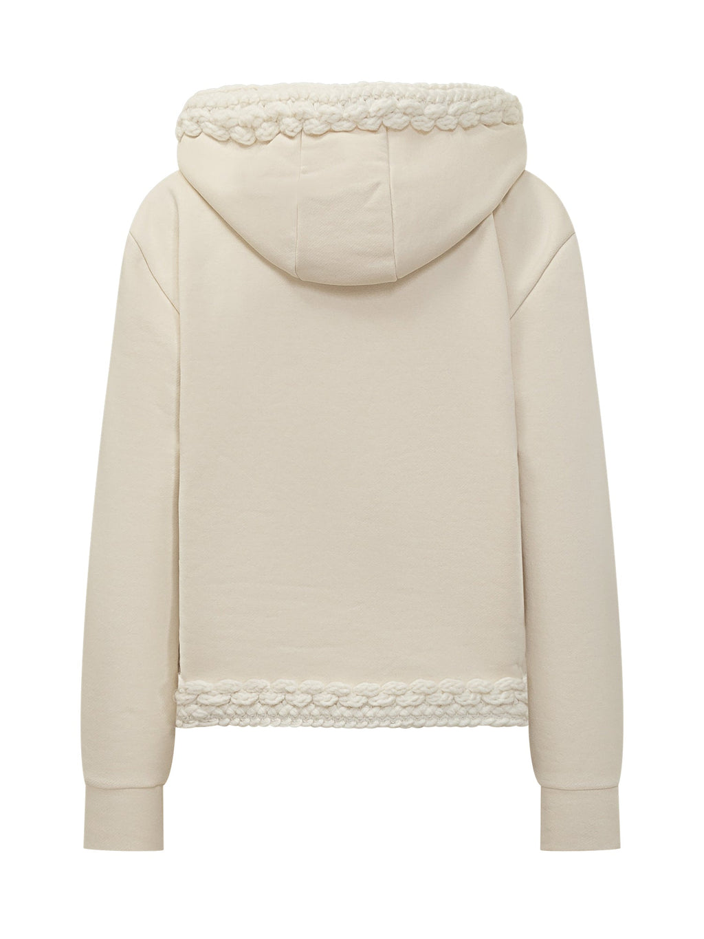 White Hoodie With Braided Trim Details Moncler – Гарантія оригінальності – вид ззаду