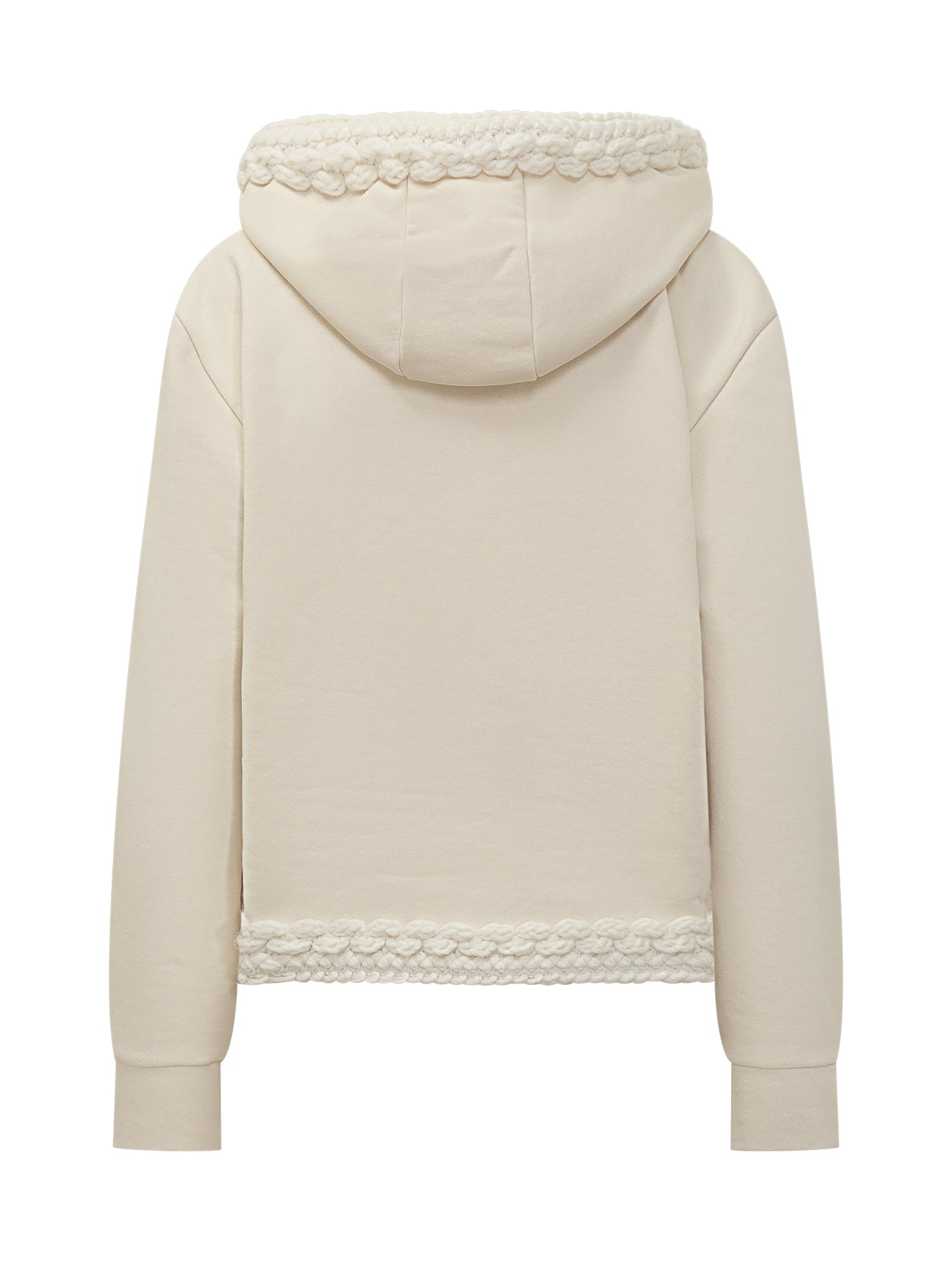 White Hoodie With Braided Trim Details Moncler – Гарантія оригінальності – вид ззаду